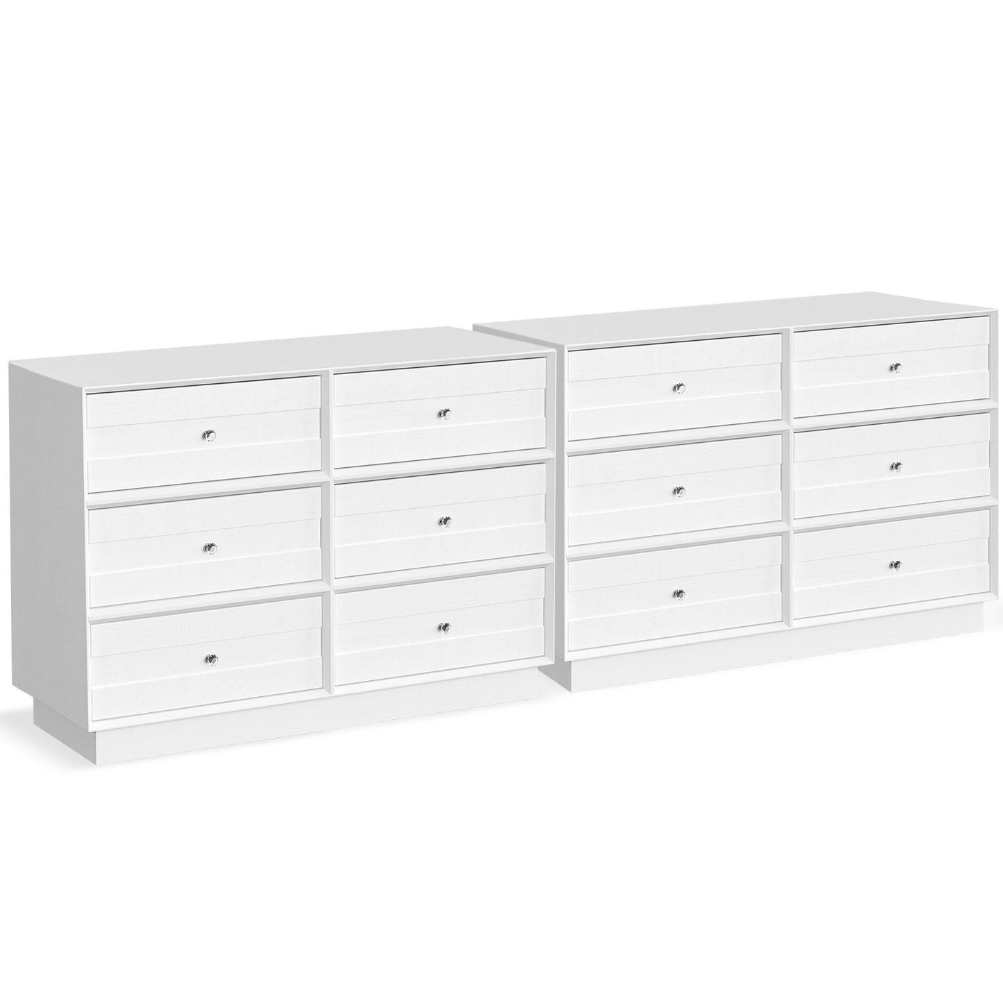 Royalcraft 6 Drawer Dresser, Modern Closet Dressers Chest of Drawers with Crystal Knobs & Decorative Painted Strip, Wood Storage Cabinet for Bedroom Living Room Hallway Closet