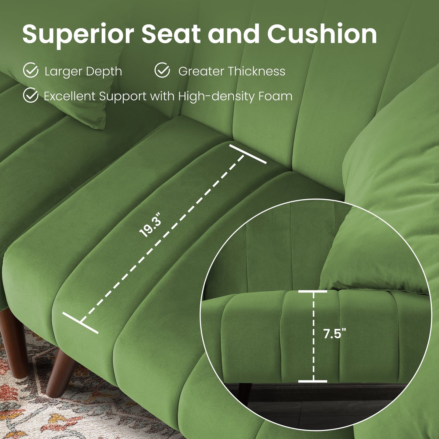 RoyalCraft Sleeper Sectional Sofa Bed£¬ L-Shaped Convertible Sofa with Reclining Backrest and Movable Ottoman£¬ Modern Velvet Fabric Couch for Living Room, Apartment