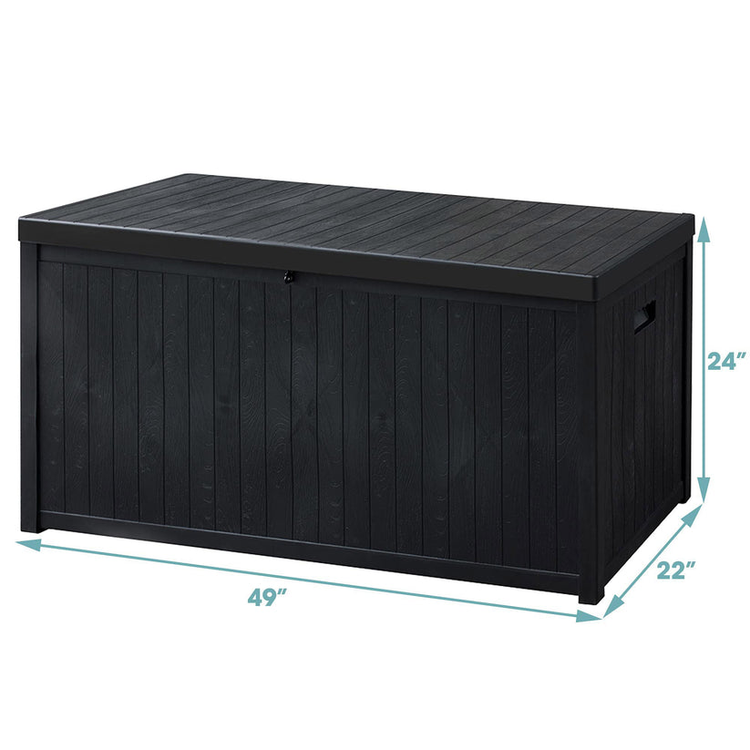 Royalcraft Outdoor Storage Box, 140 Gallon Grey PE Wicker Patio Storage Bin Patio Deck Boxes with Waterproof Inner