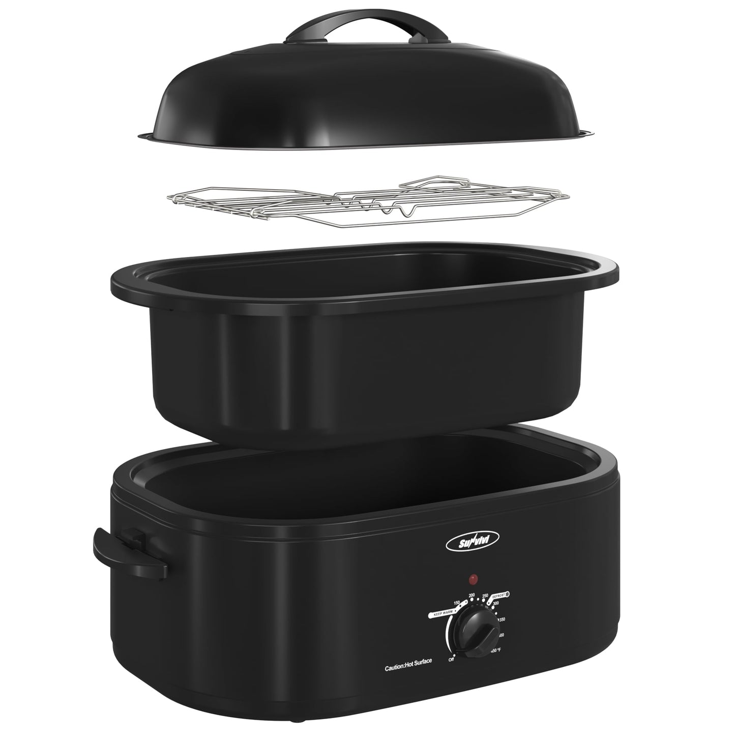 Electric Roaster,20 Quart Roasting Oven with Self-Basting Lid Removable Pan,Turkey Roaster Oven with 150 to 450F Temperature Control Cool-Touch Handles,Black