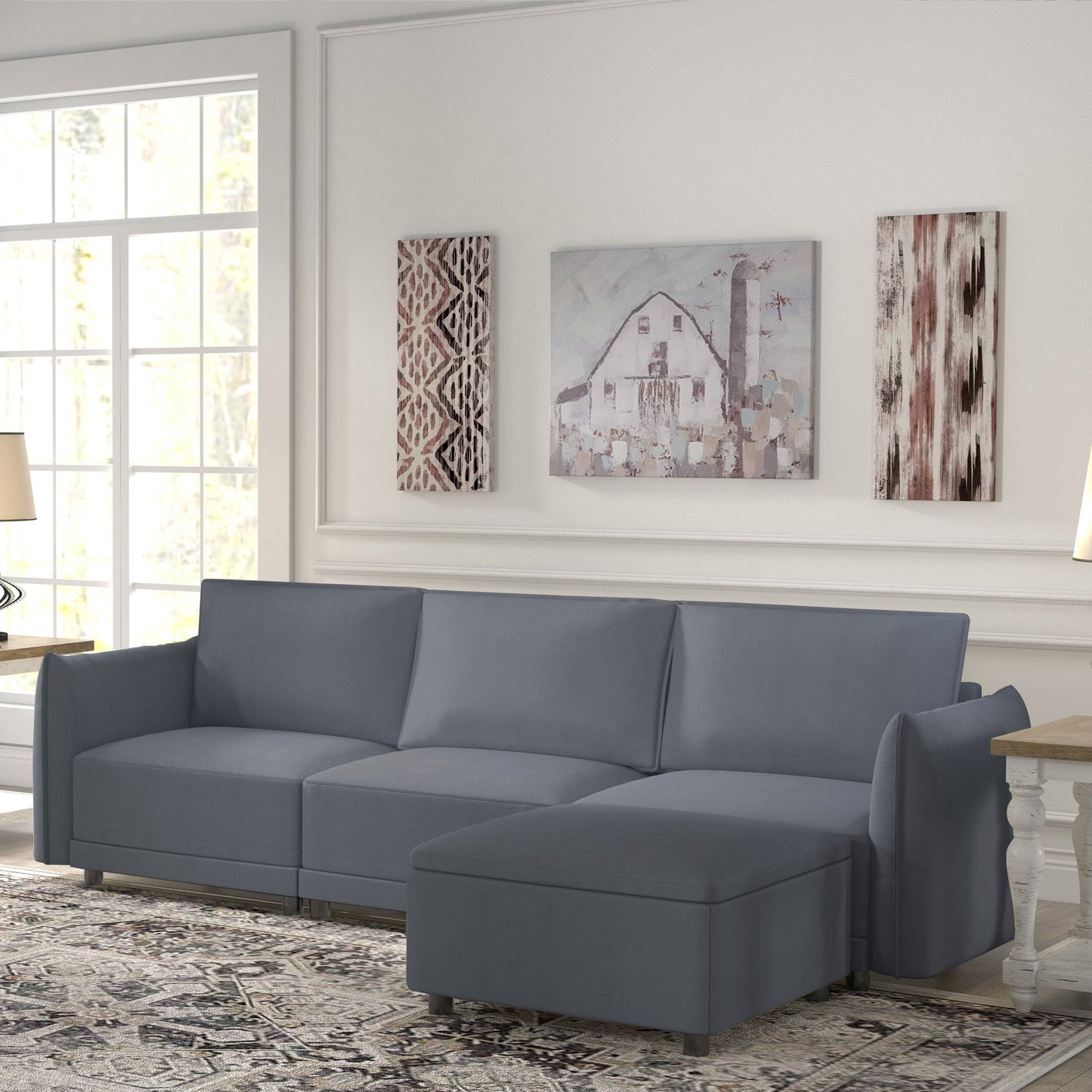 Royalcraft Convertible Sectional Sofa, 107.87" L-Shaped Couch, Modern Vegan Leather Couches for Living Room, Apartment, Office, and Small Space