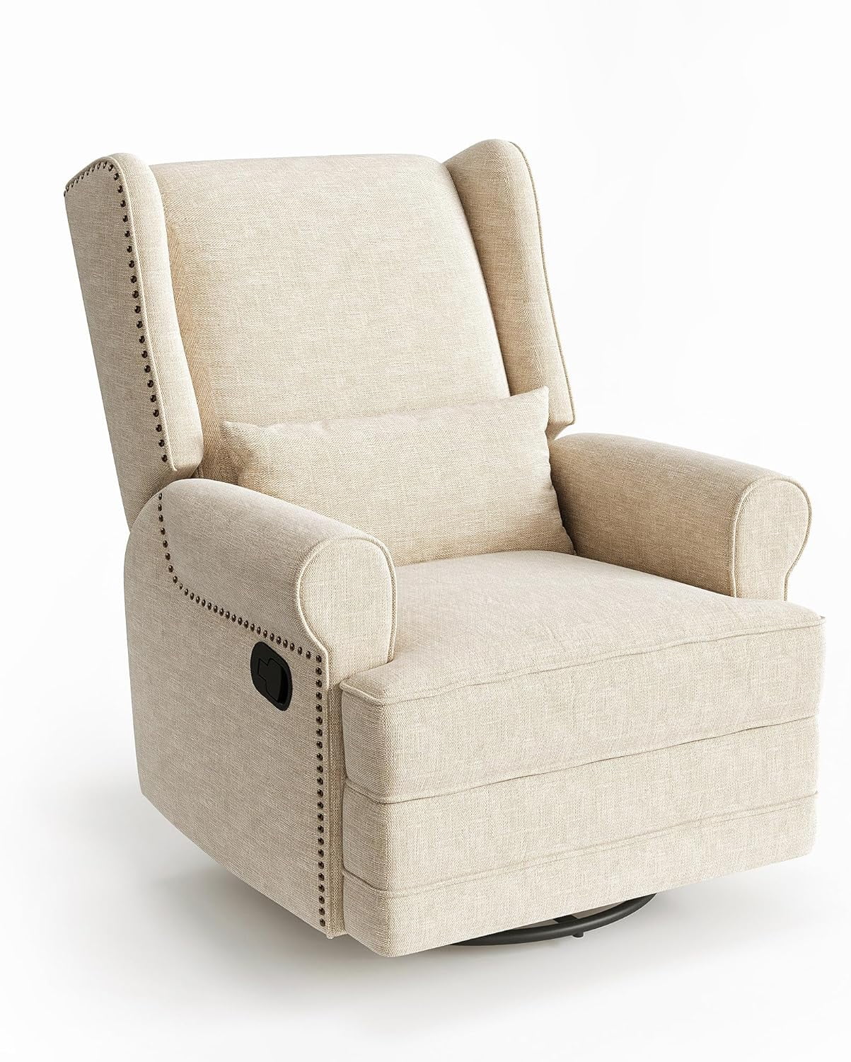 Royalcraft Swivel Nursery Glider Recliner, Comfy Upholstered Glider Chair with Lumbar Pillow and Footrest