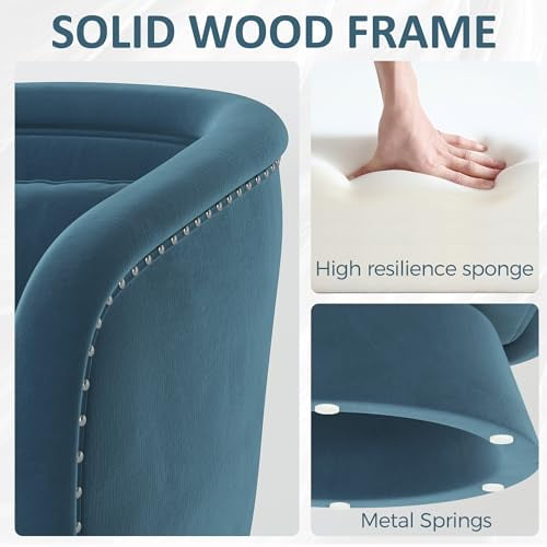 CozyHome Swivel Barrel Chair,360 Degree Swivel Accent Chair, Modern Round Chair with Pillow, Comfy Fabric Living Room Chairs for Bedroom, Office, Green