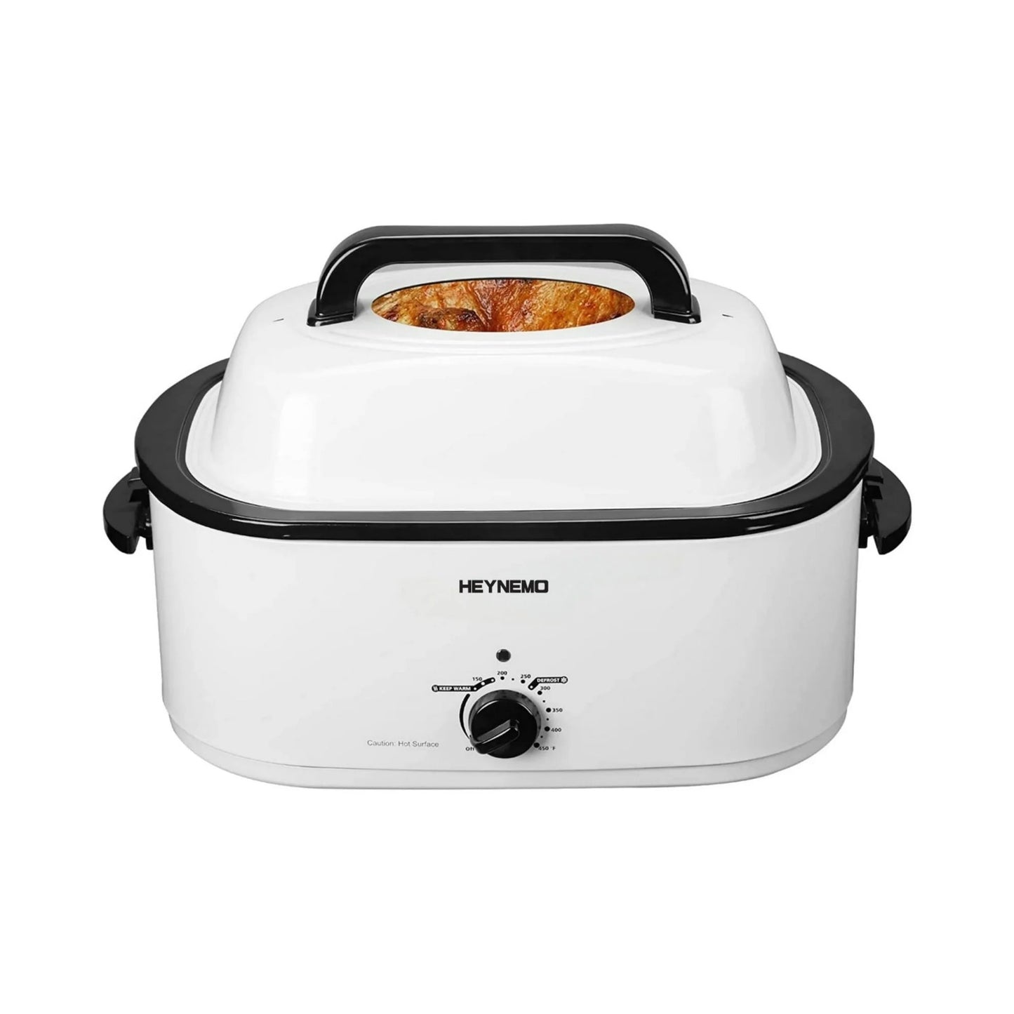 CozyHom 26 QT Electric Roaster Oven, Stainless Steel Turkey Roaster Pan, Self-Basting Lid Removable Insert Pot for Gathering and Dining, White