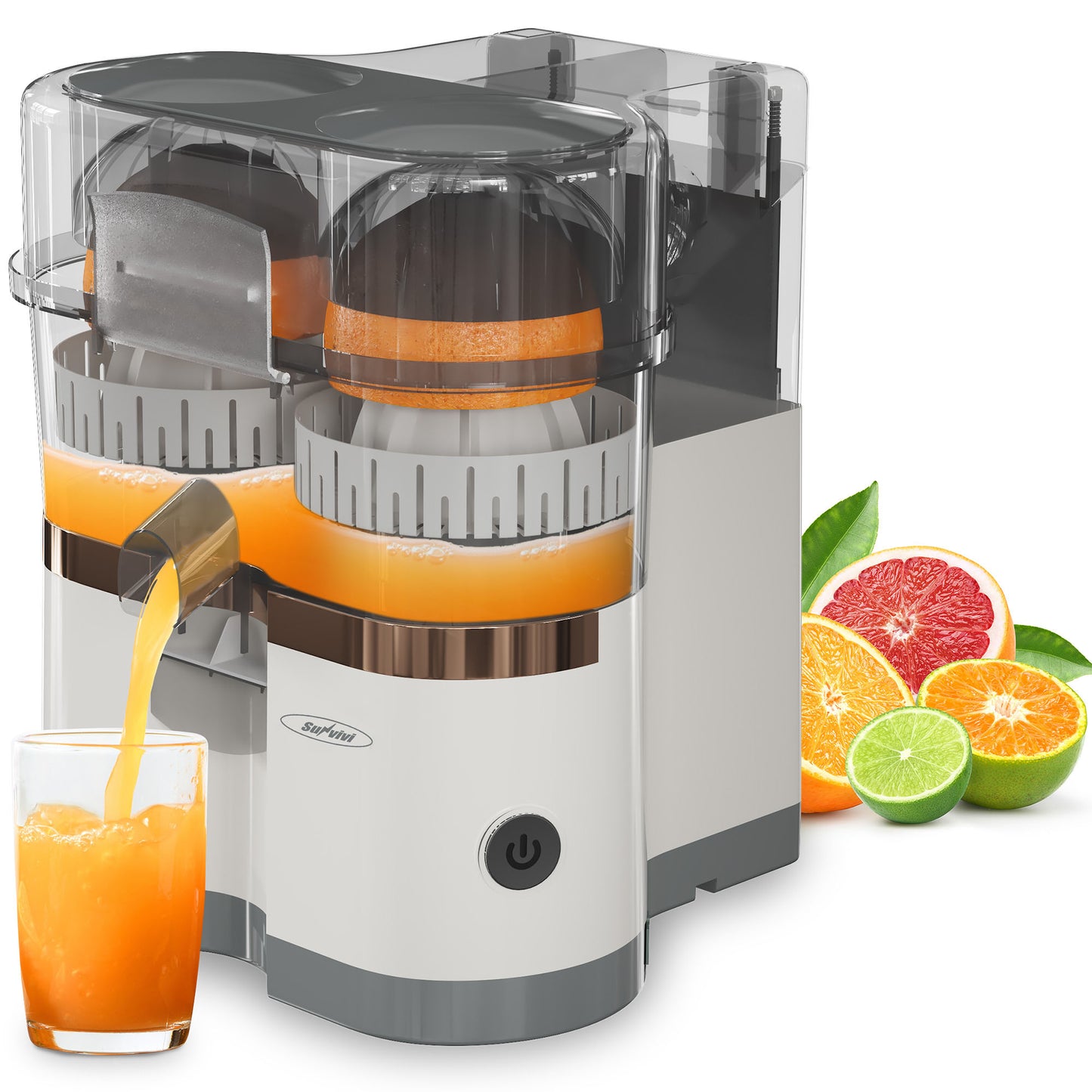 Dual-Head Electric Citrus Juicer, Rechargeable Juicer Machine with USB Charging & Cleaning Brush, Portable Lemon Squeezer for Fresh Orange, Lemon, Lime, Kiwi, Grapefruit, Easy to Clean & Use