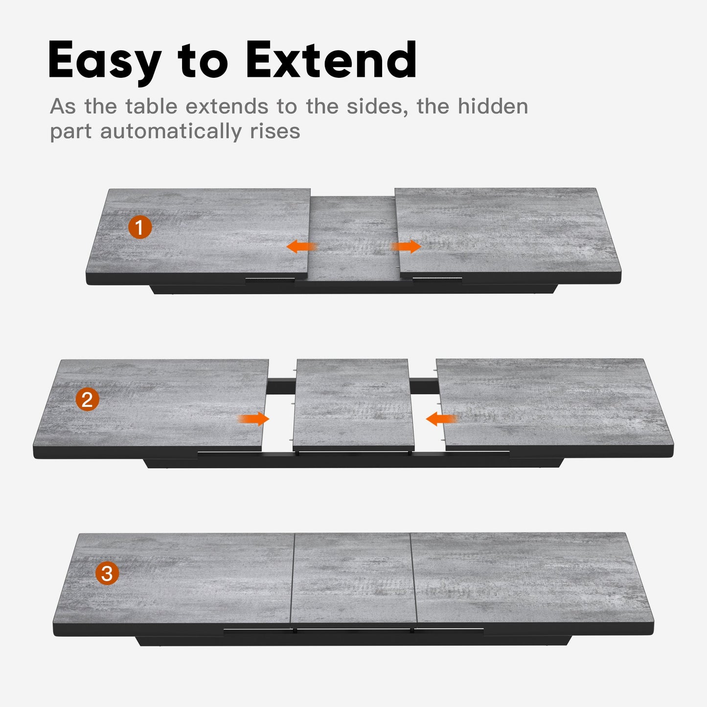sunvivicollection Patio Dining Expandable Table, 59"- 75" Aluminum Outdoor Dining Table, Rectangular Patio Table with Adjustable Feet, Metal Outdoor Table for 4-8 Person, Backyard Garden Porch Deck, Grey