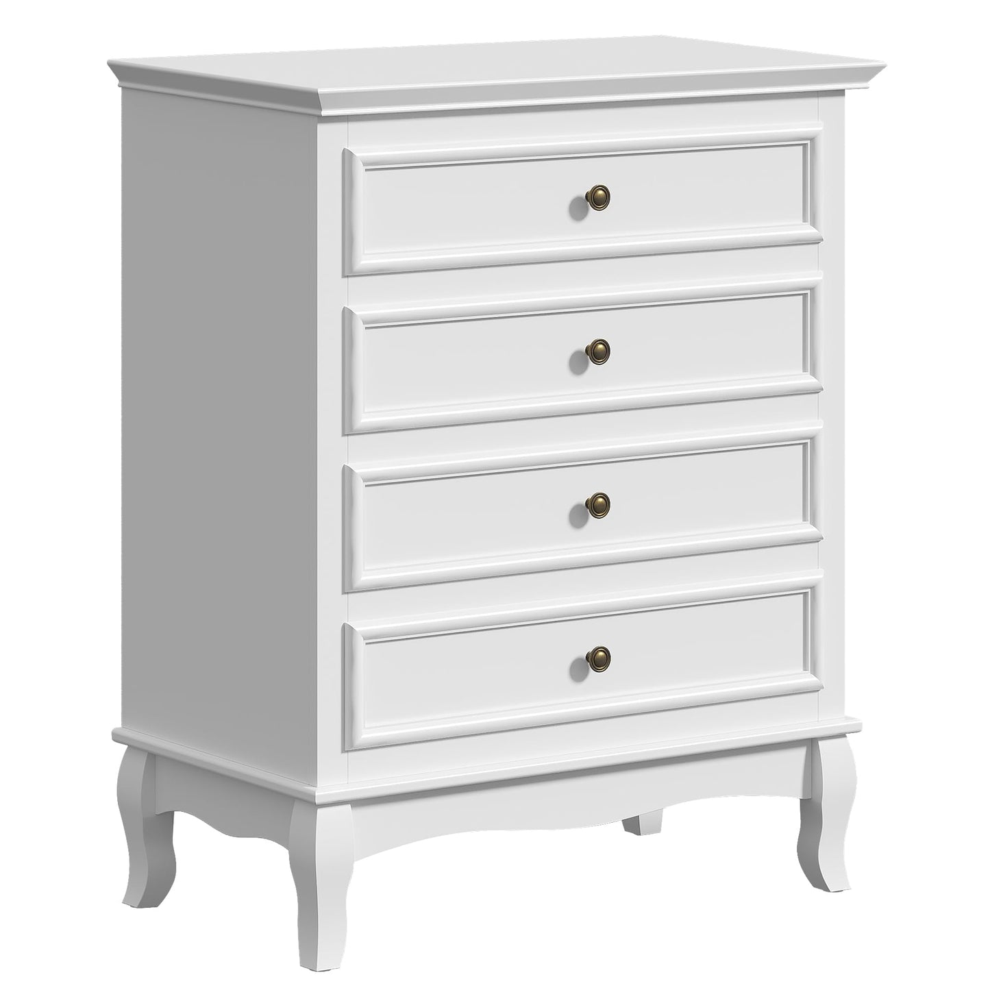 CozyHome White 4 Drawer Dresser, Large Storage Chest with Ball Bearing Slide, Wide Chest of Drawers, Modern Wood Dresser for Bedroom, Living Room, Hallway, Entryway, White