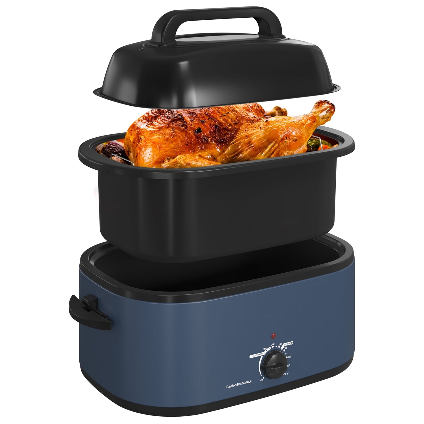 Electric Roaster,20 Quart Roasting Oven with Self-Basting Lid Removable Pan,Turkey Roaster Oven with 150 to 450F Temperature Control Cool-Touch Handles,Black