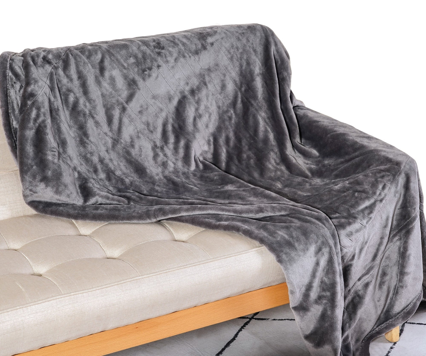 Superjoe Electric Heated Blanket, 60" x 50" Double-Layer Flannel, 4 Heat Settings and Auto-off, Holiday Gift for Family, Gray