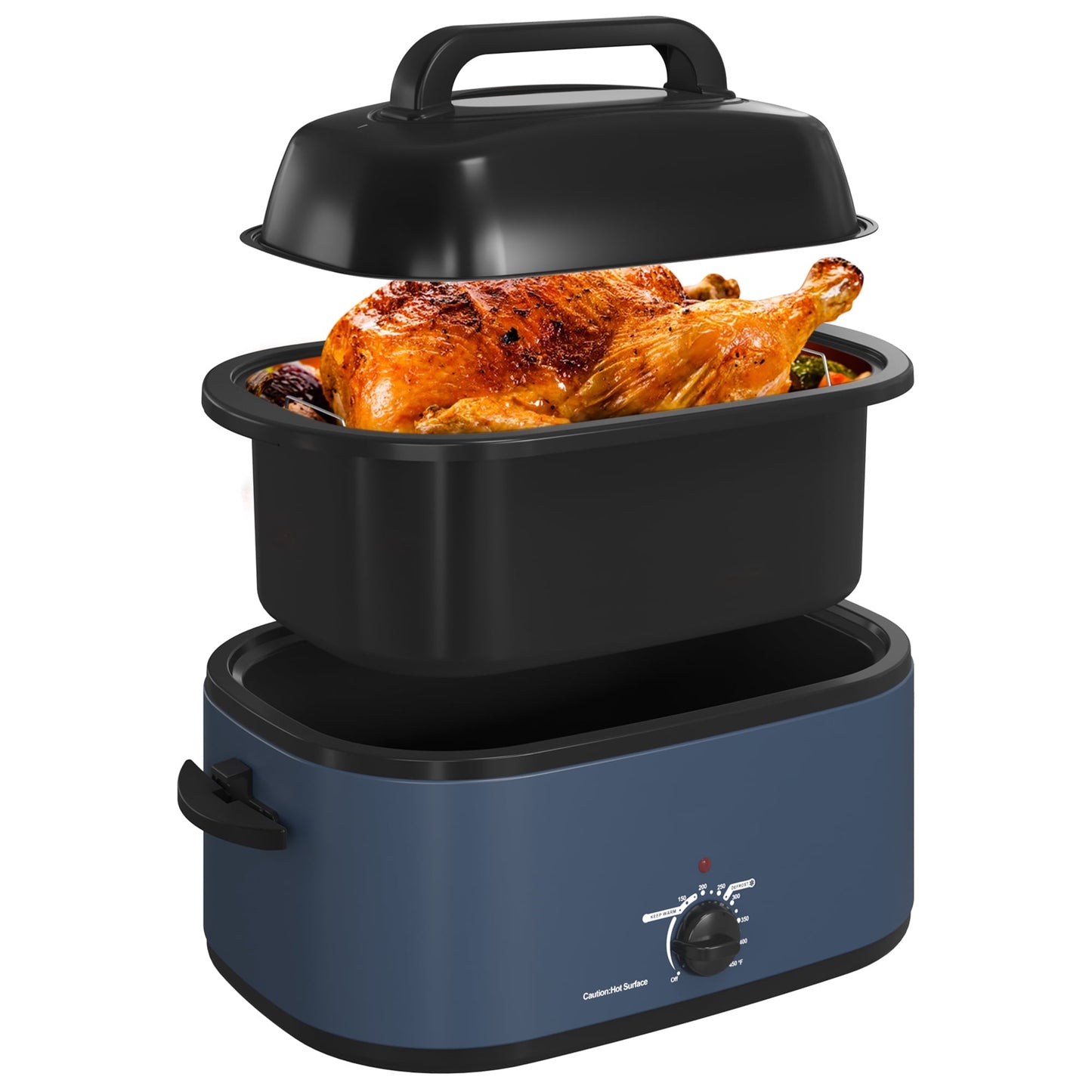 Electric Roaster,20 Quart Roasting Oven with Self-Basting Lid Removable Pan,Turkey Roaster Oven with 150 to 450F Temperature Control Cool-Touch Handles,Black