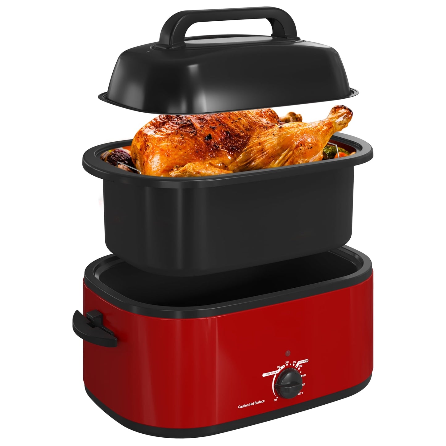 Electric Roaster,20 Quart Roasting Oven with Self-Basting Lid Removable Pan,Turkey Roaster Oven with 150 to 450F Temperature Control Cool-Touch Handles,Black