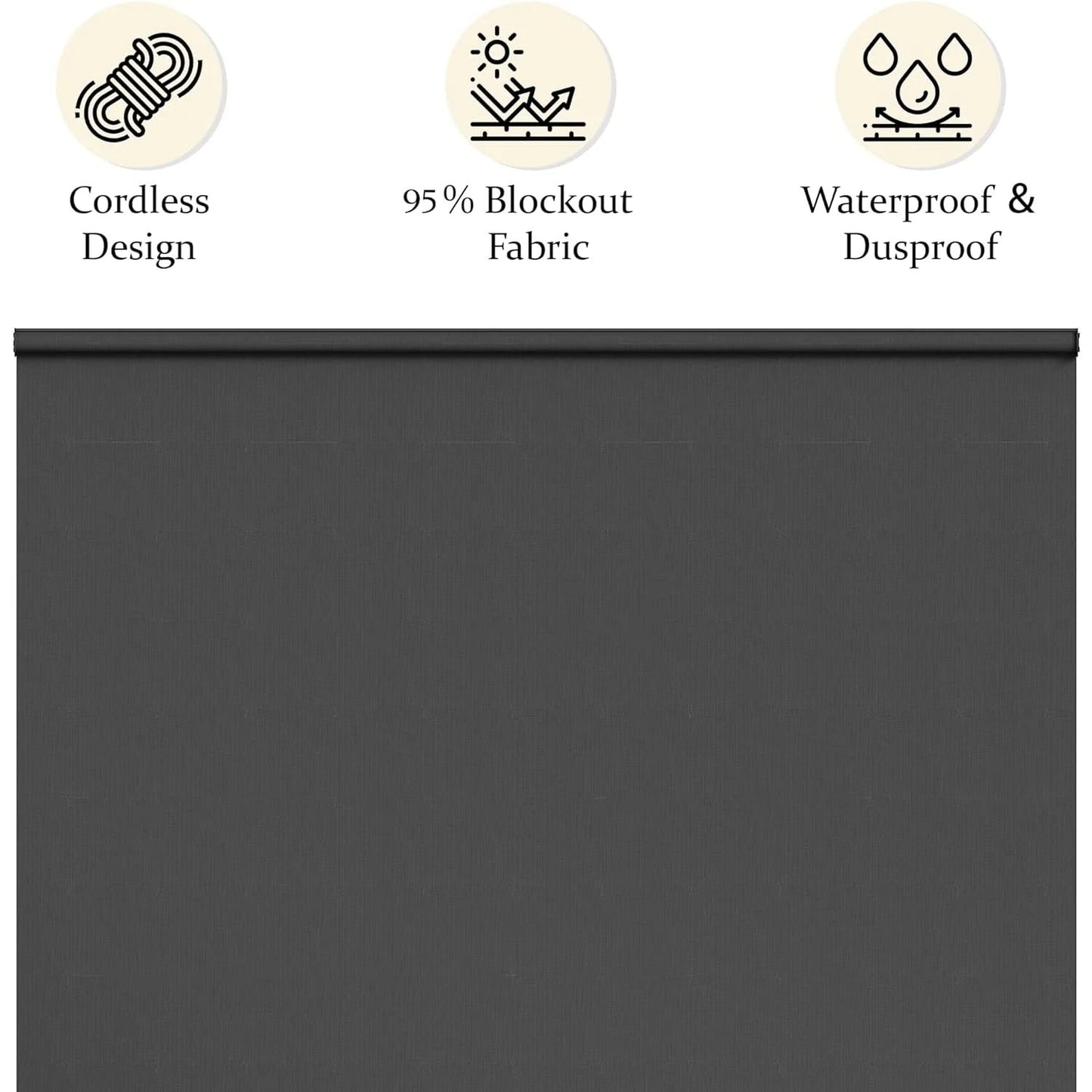 sunvivicollection Cordless Outdoor Roller Sun Shade with Pole£¬6'Wx6'H 420GSM 95% Blockout Waterproof Outdoor Blinds Roll Up for Gazebo Porch, Deck, Pergola,Black