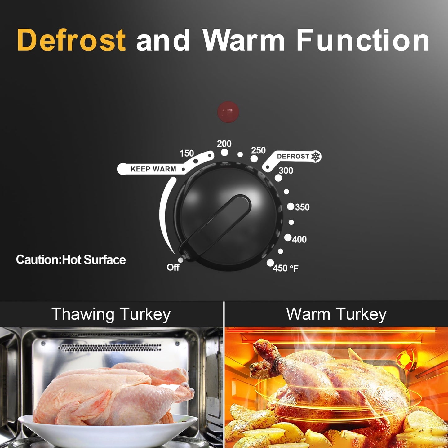 Electric Roaster,20 Quart Roasting Oven with Self-Basting Lid Removable Pan,Turkey Roaster Oven with 150 to 450F Temperature Control Cool-Touch Handles,Black