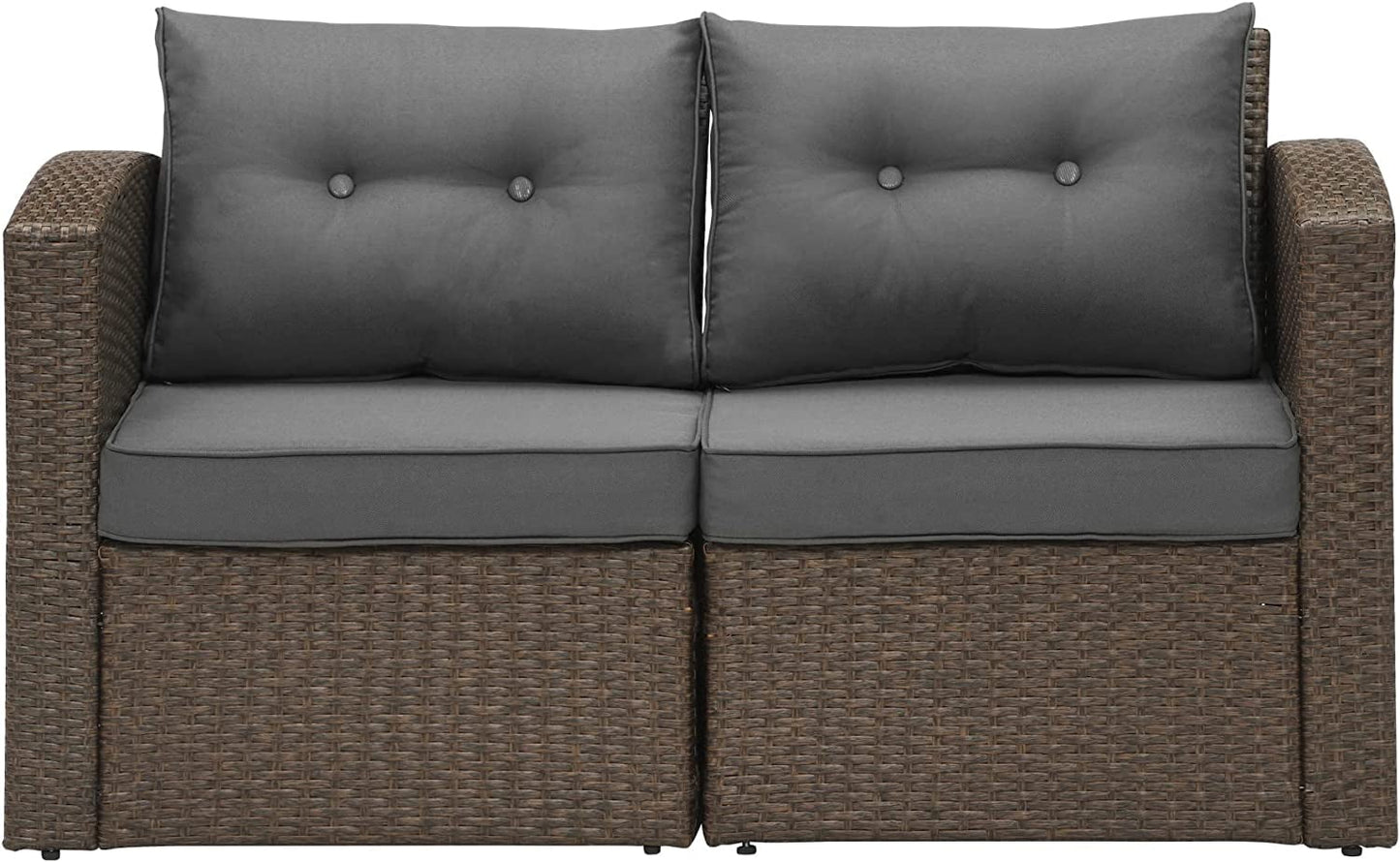sunvivicollectionPatio Wicker Loveseat 2-Seater Sofa, Rattan Wicker Sofa for 2 Persons with Cushions for Garden, Beach, Balcony and Poolside, Aluminum Frame