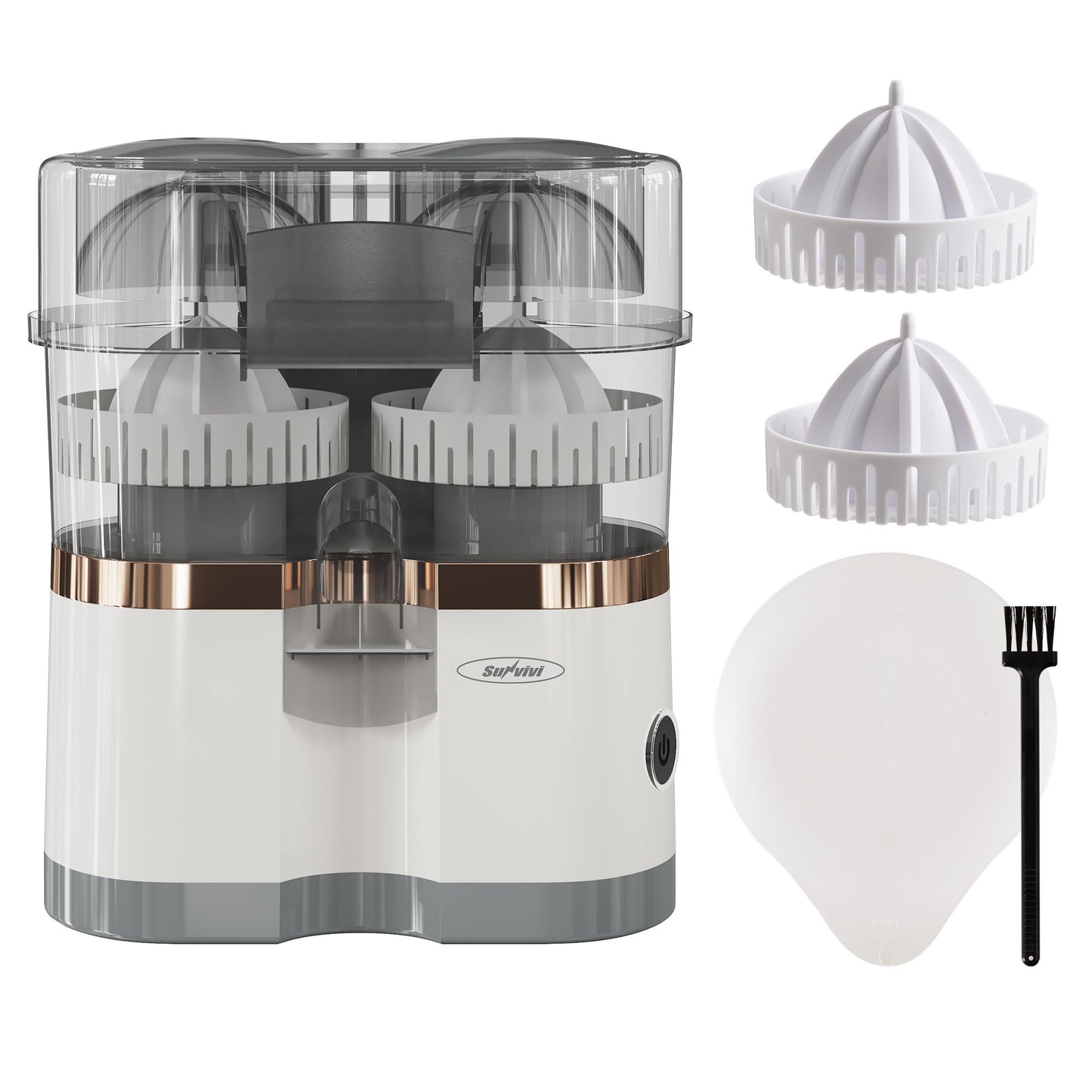 Dual-Head Electric Citrus Juicer, Rechargeable Juicer Machine with USB Charging & Cleaning Brush, Portable Lemon Squeezer for Fresh Orange, Lemon, Lime, Kiwi, Grapefruit, Easy to Clean & Use