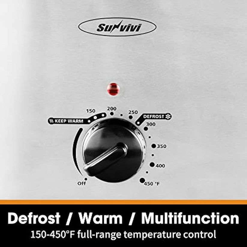Roaster Oven with Self-Basting Lid, Electric Roaster with Removable Pan & Rack, 150-450°F Full-Range Temperature Control with Defrost/Warm Function, Stainless Steel, Silver