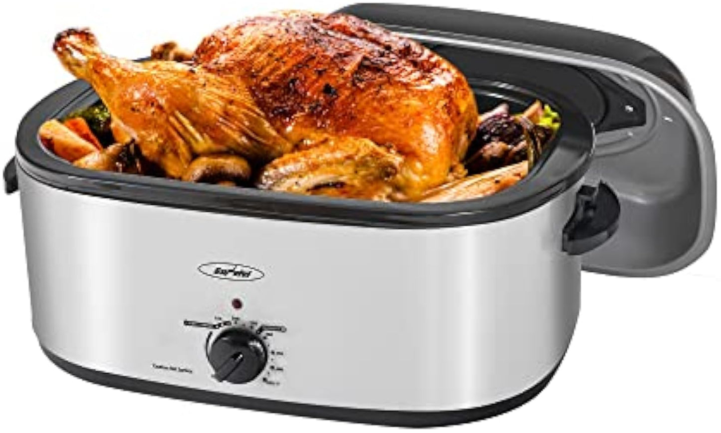 22lb 18-Quart Roaster Oven with Self-Basting Lid, Sunvivi electric roaster with Removable Pan & Rack, 150-450¡ãF Full-Range Temperature Control with Defrost/Warm Function, Stainless Steel, Silver¡