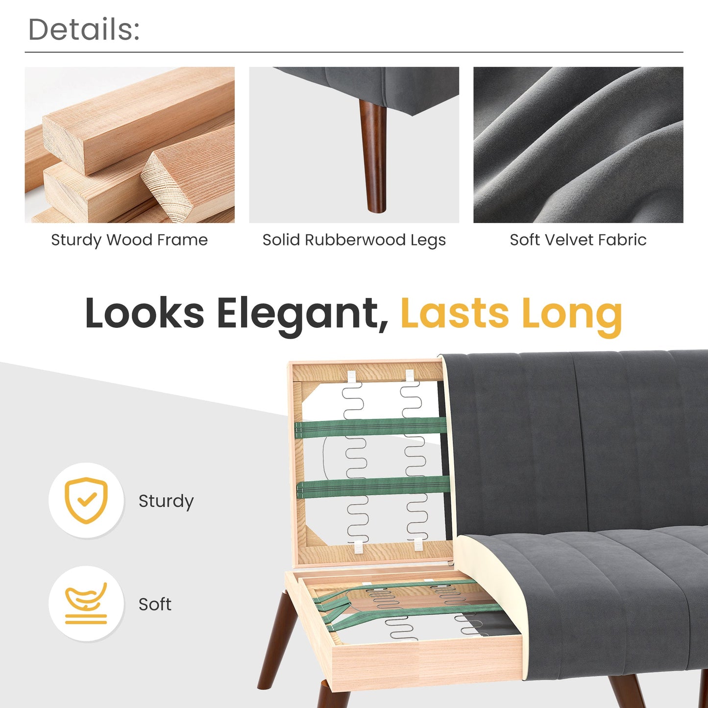 RoyalCraft Sleeper Sectional Sofa Bed£¬ L-Shaped Convertible Sofa with Reclining Backrest and Movable Ottoman£¬ Modern Velvet Fabric Couch for Living Room, Apartment