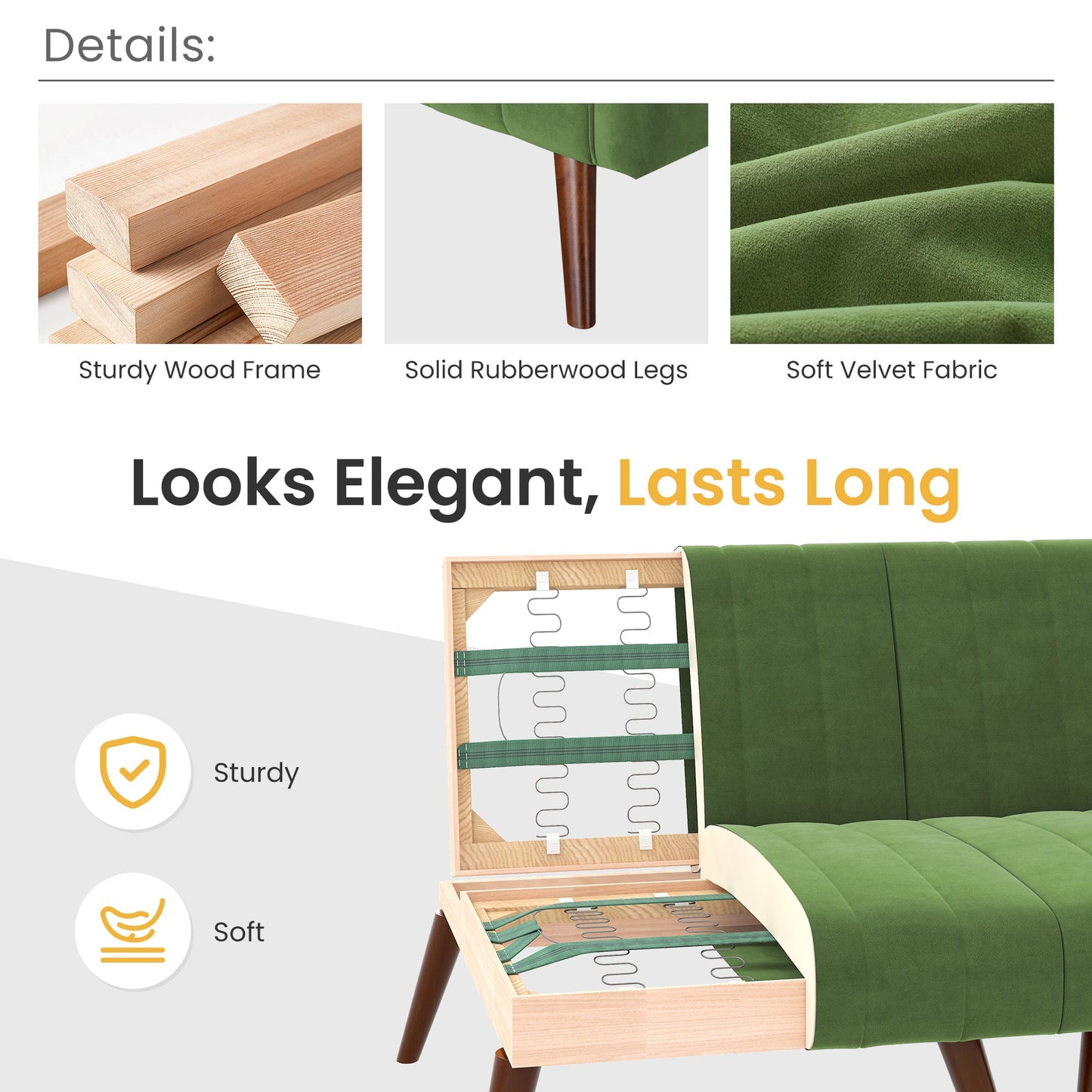RoyalCraft Sleeper Sectional Sofa Bed£¬ L-Shaped Convertible Sofa with Reclining Backrest and Movable Ottoman£¬ Modern Velvet Fabric Couch for Living Room, Apartment