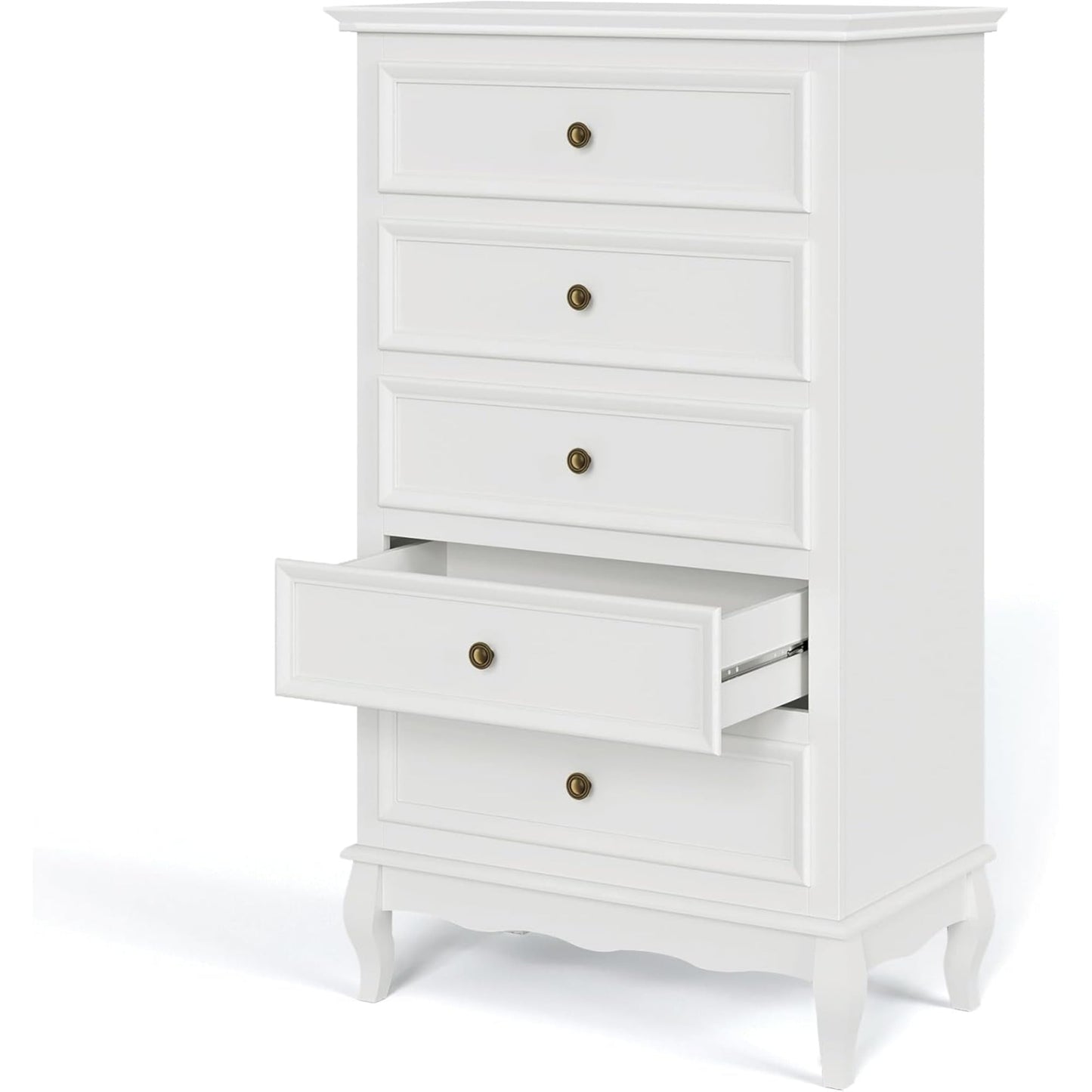 Superjoe White Dresser for Bedroom, Modern 5 Drawer Dresser, Wood Rustic Tall Chset of Drawers, Storage Dressers Organizer for Bedroom,Hallway