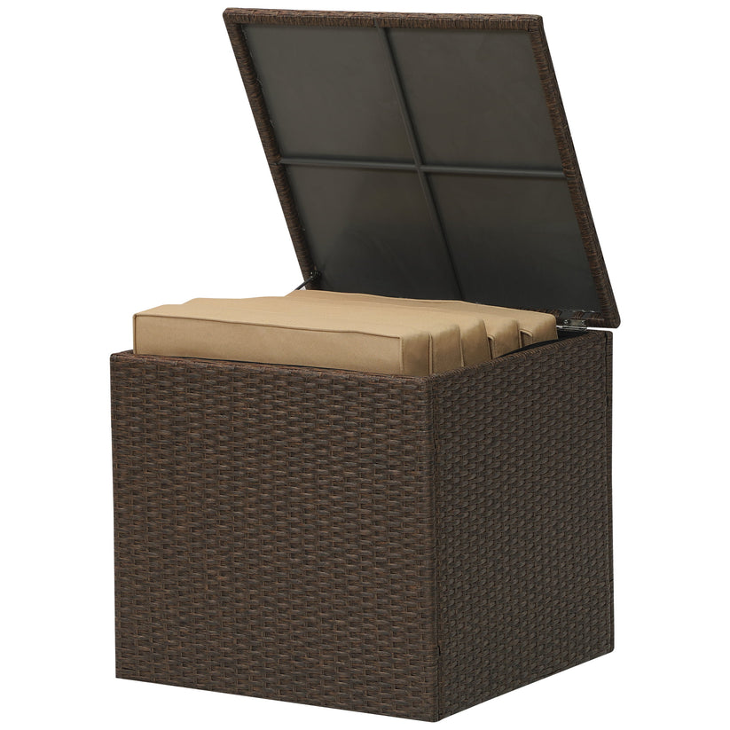 Royalcraft Outdoor Storage Box, 140 Gallon Grey PE Wicker Patio Storage Bin Patio Deck Boxes with Waterproof Inner