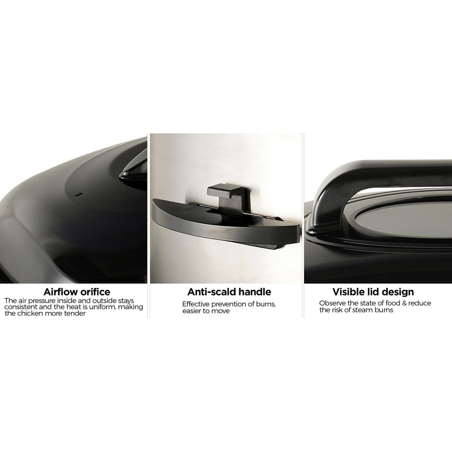 CozyHome 22-Quart Electric Roaster Oven with Visible Self-Basting Lid, Turkey Roaster Oven with Removable Pan and Rack, Perfect for Large Meals and Holiday Feasts, Black