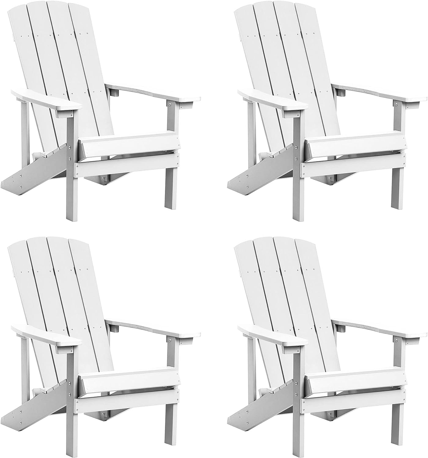 Adirondack Chairs Set of 2, All Weather Modern Fire Pit Chair with Real-like Wood Grain and Wide Armrest, Plastic Adirondack Outdoor Chair with Deep Seating and Reclined High Back, 350 lbs, Brown