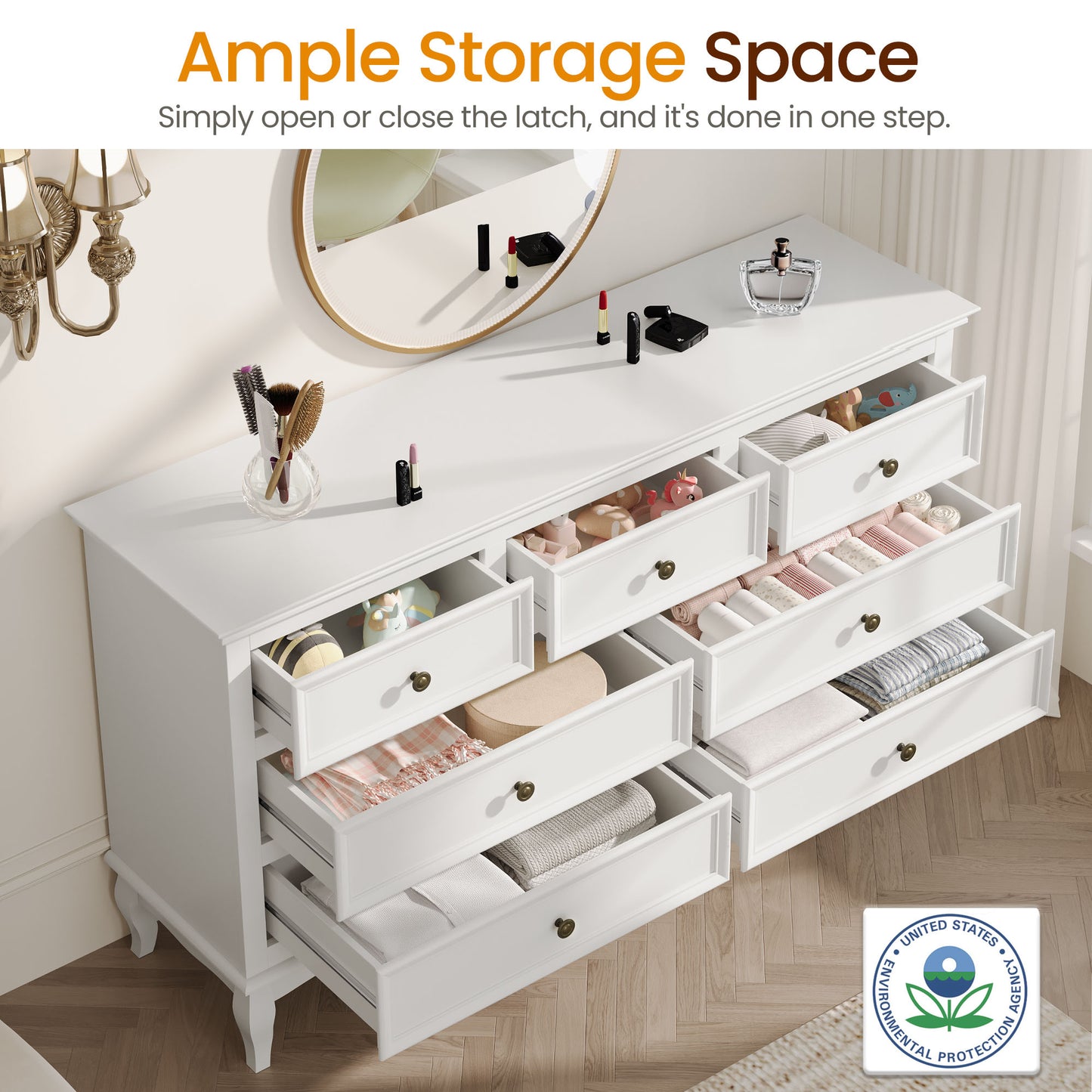 55'' Dresser with 7 Spacious Drawers