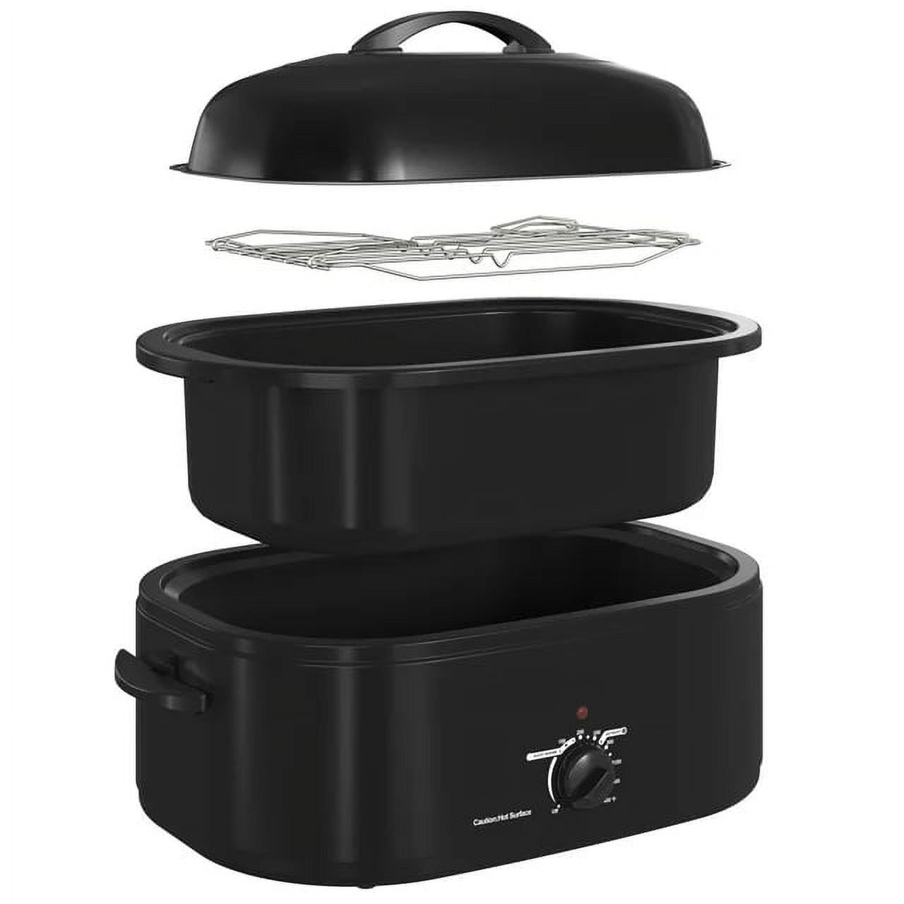 CozyHom 18 QT Electric Roaster Oven, Stainless Steel Roaster Pan for Turkey With Removable Insert Pot, Black