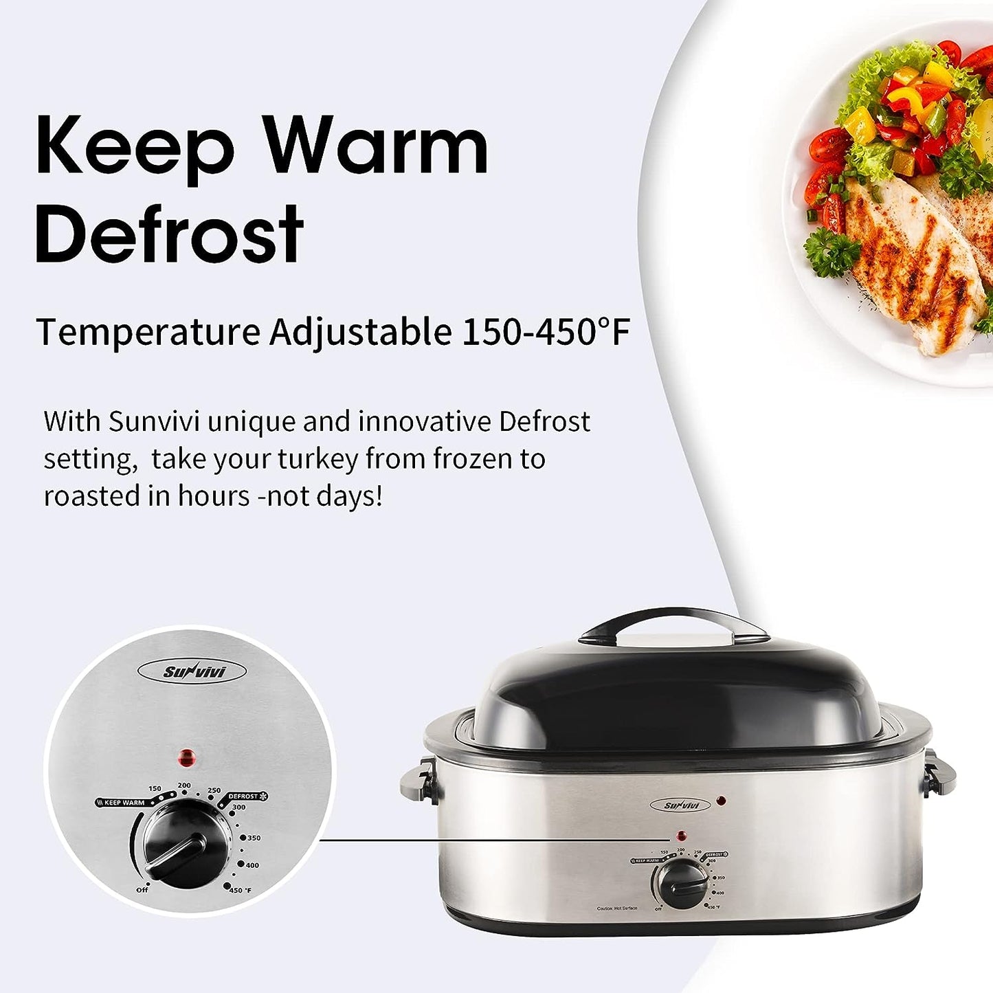Sunvivi Electric Roaster, Turkey Roaster Oven