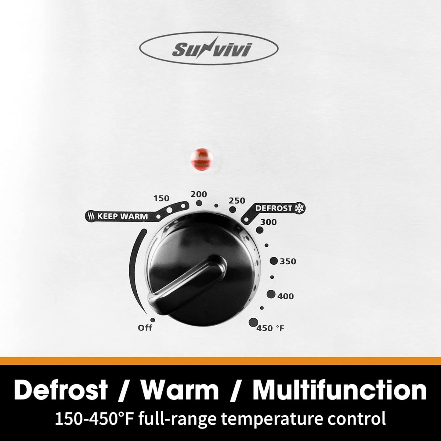 Roaster Oven, Electric Roaster Oven with Viewing Lid, Sunvivi Turkey Roaster with Unique Defrost/Warm Function, Large Roaster with with Removable Pan & Rack, Stainless Steel, White