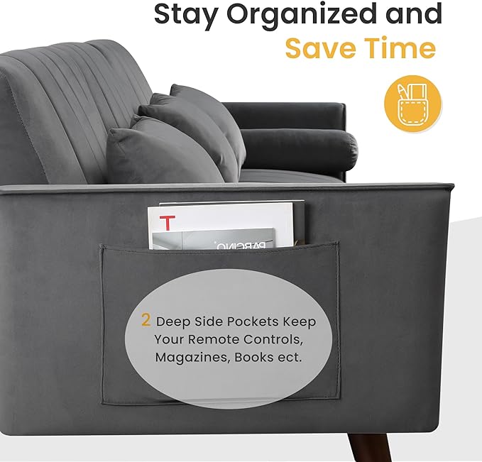 RoyalCraft Sleeper Sectional Sofa Bed£¬ L-Shaped Convertible Sofa with Reclining Backrest and Movable Ottoman£¬ Modern Velvet Fabric Couch for Living Room, Apartment