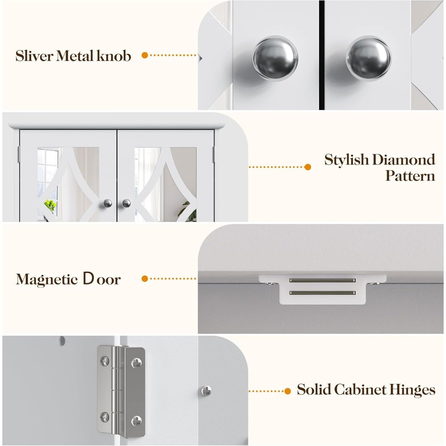 CozyHome Bathroom Medicine Cabinet with Mirror, Vanity Wall Mounted Storage Cabinet with Adjustable Shelves and Towel Bar, Hanging Wall Cabinet for Bathroom, Laundry, Living Room, White