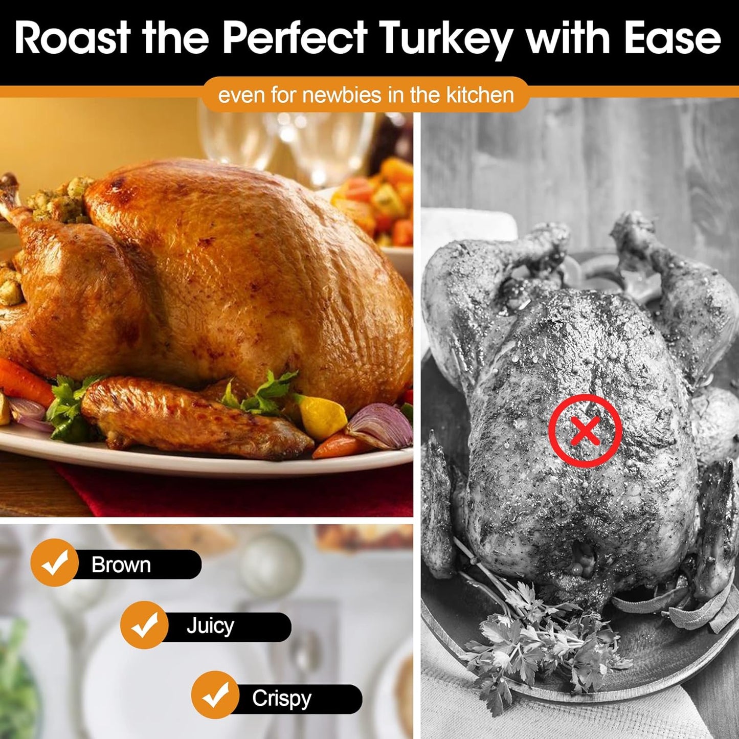 Roaster Oven, Electric Roaster Oven with Viewing Lid, Sunvivi Turkey Roaster with Unique Defrost/Warm Function, Large Roaster with with Removable Pan & Rack, Stainless Steel, White