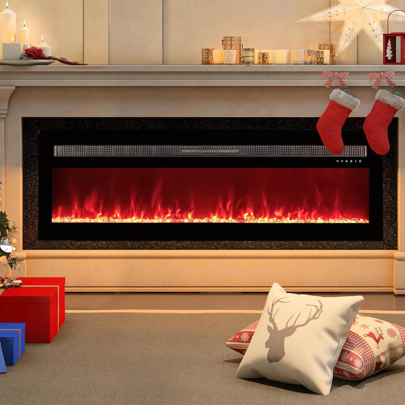 Royalcraft 23 Inch Electric Fireplace for TV Stand, Built-in Fireplace Heater with Multicolor Flames and Timer, 1400W Insert Heater with Remote Control, Low Noise, Black