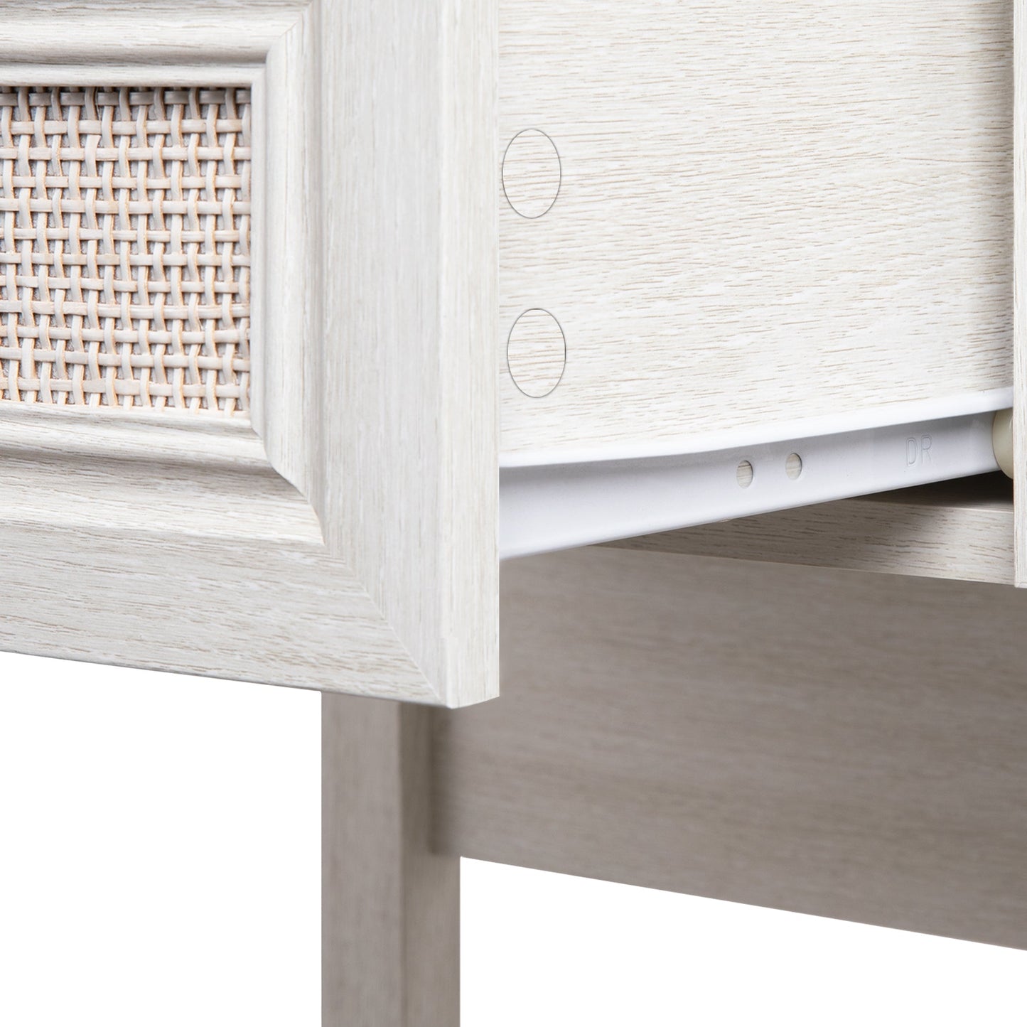 Royalcraft Rattan Console Table, Boho Entryway Table with Widened Tabletop & 2 Spacious Drawers, Farmhouse Sofa Table with Storage Shelf, Foyer Table for Living Room, Hallway, Entryway, Grayish White