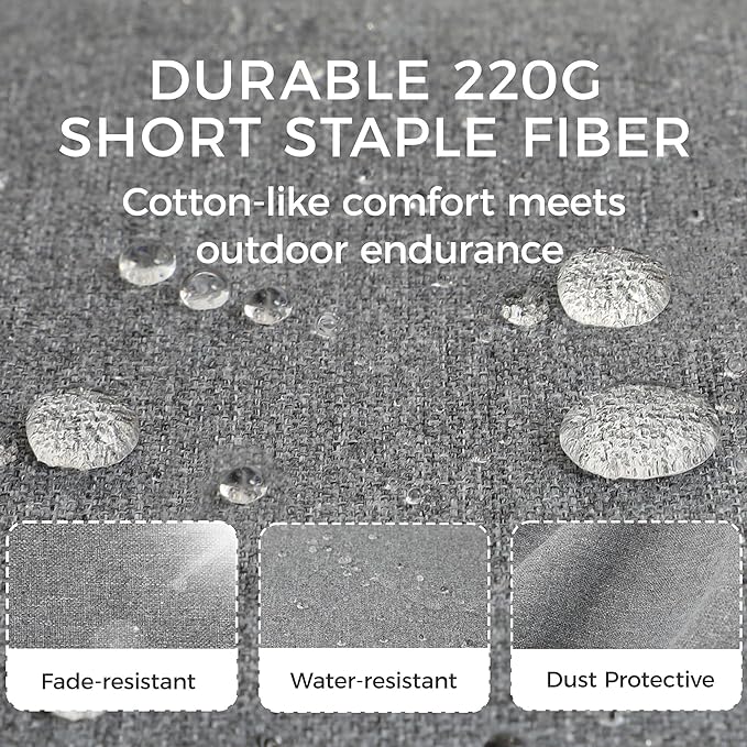 RoyalCarft 16-Pack Patio Outdoor Cushion Covers 28x24x4.7, Outdoor Replacement Slipcovers for Patio Furniture Outdoor Sofa Couch, Water-Resistant Patio Cushion Cover with Zippers and Ties, Grey