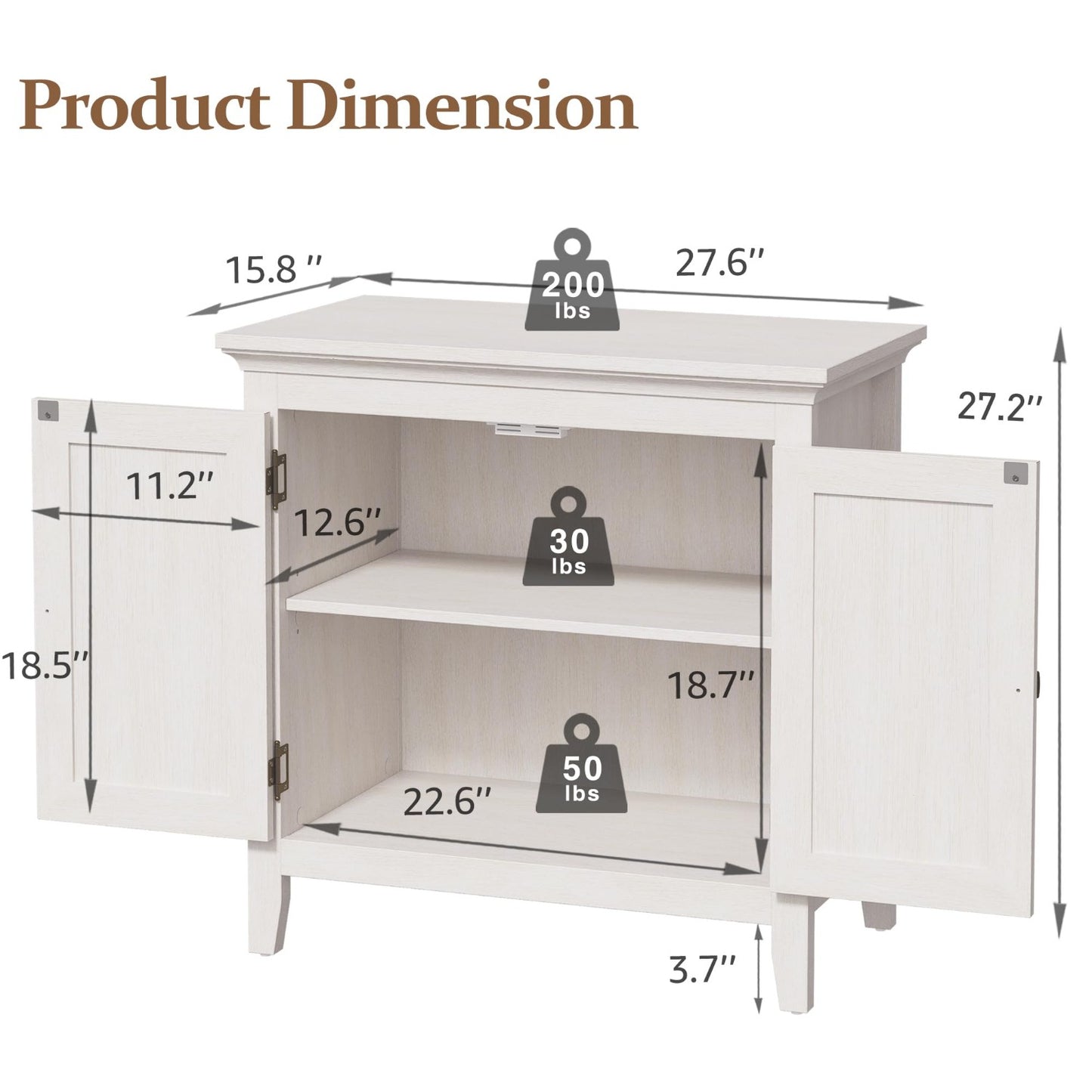 CozyHome Storage Cabinet, Kitchen Sideboard Cabinet with Rattan Decor Doors, Accent Buffet Cabinet with Adjustable Storage Shelf, Wood Cabinet Organizer for Hallway, Dining Room, Living Room, White