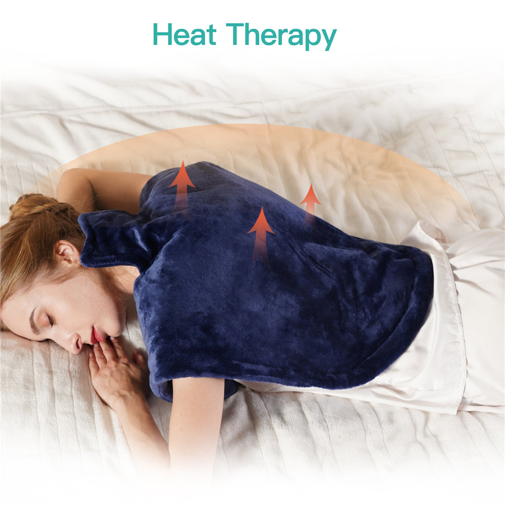 Superjoe Heating Pad for Neck and Shoulder Pain Relief, 27"x 25" Large Electric Heating Pad for Back Pain with Auto Off, 3 Temperature Settings, Soft Flannel,Blue