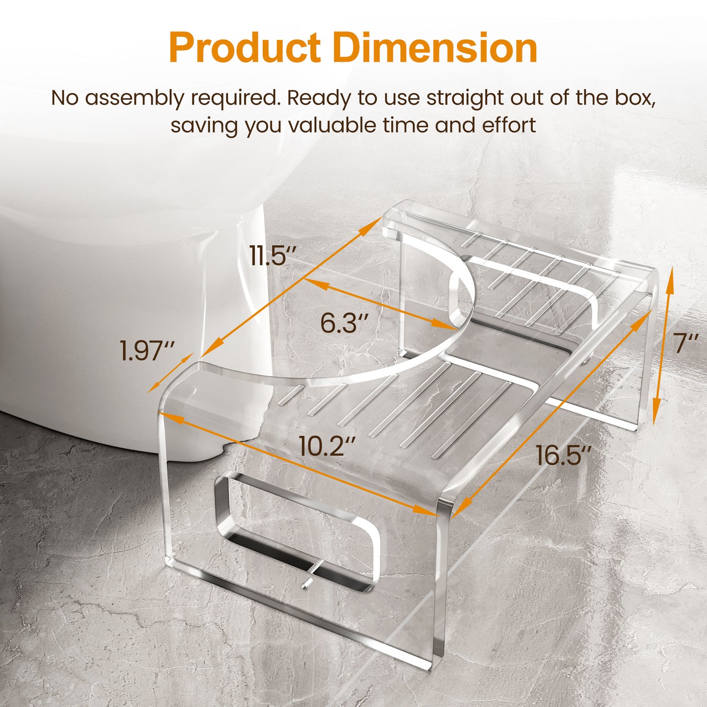 7'' Tall Acrylic Toilet Stool, Modern Non-Slip Potty Stool for Children & Adults, Men & Women, Squatting Toilet Stool for Bathroom, Toilet Step Stool Foot Rest Stool