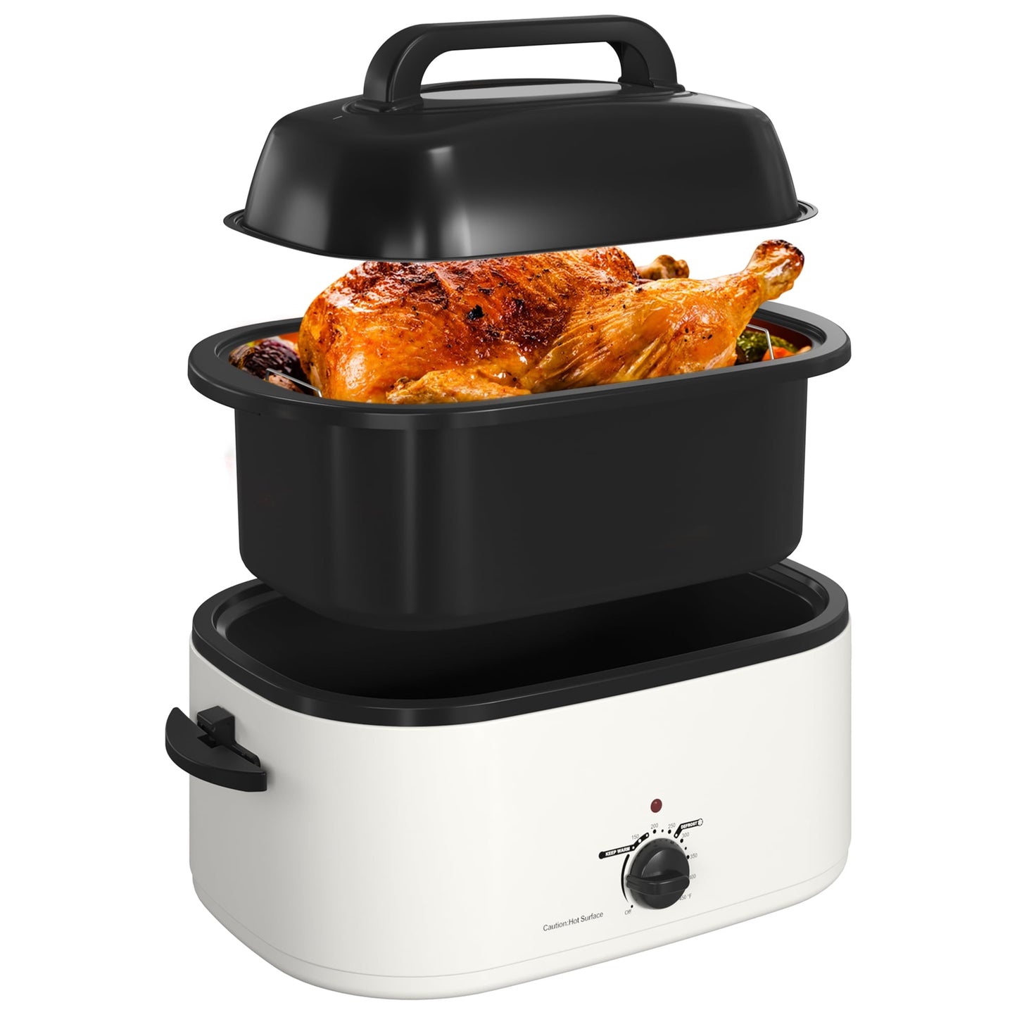 Electric Roaster,20 Quart Roasting Oven with Self-Basting Lid Removable Pan,Turkey Roaster Oven with 150 to 450F Temperature Control Cool-Touch Handles,Black