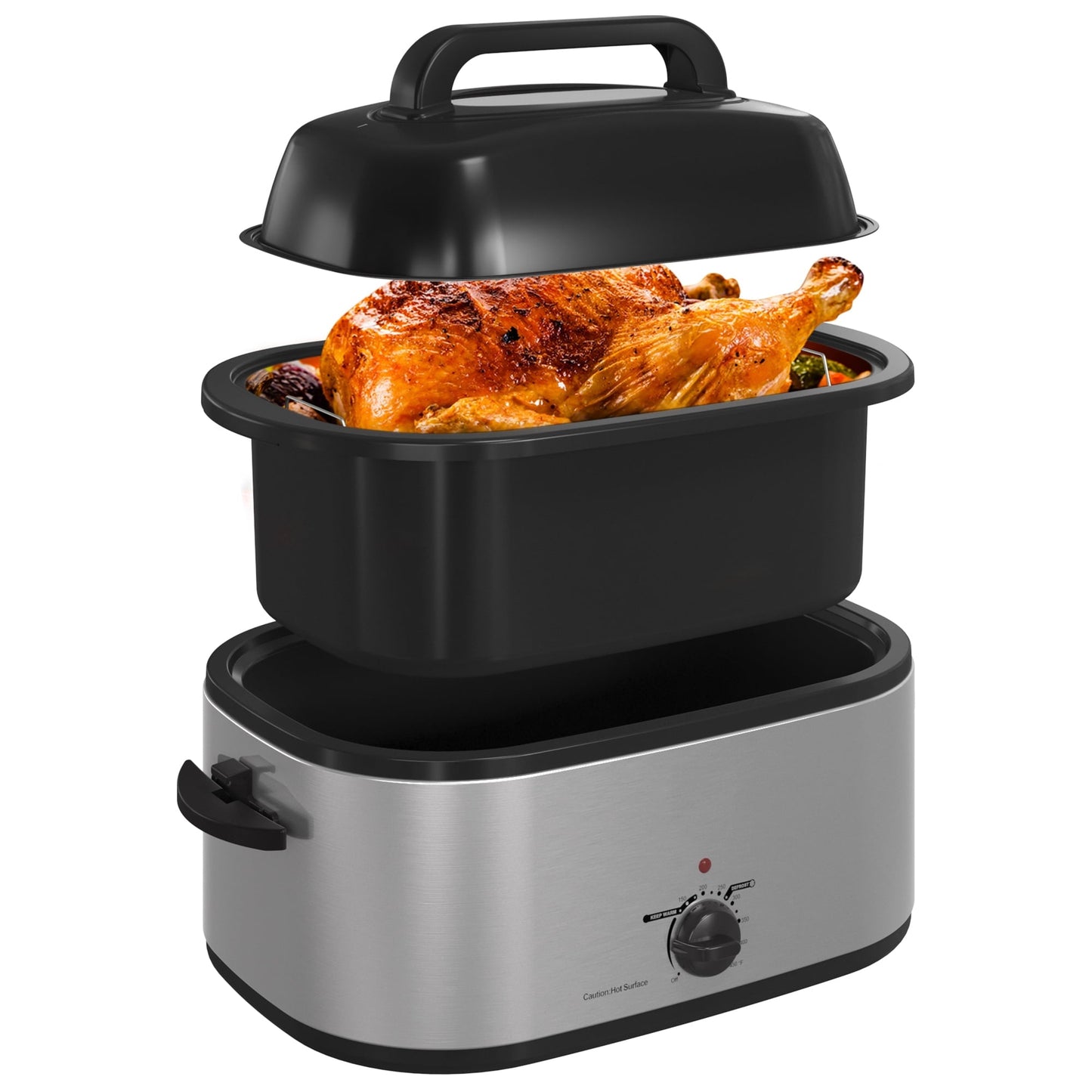 Electric Roaster,20 Quart Roasting Oven with Self-Basting Lid Removable Pan,Turkey Roaster Oven with 150 to 450F Temperature Control Cool-Touch Handles,Black