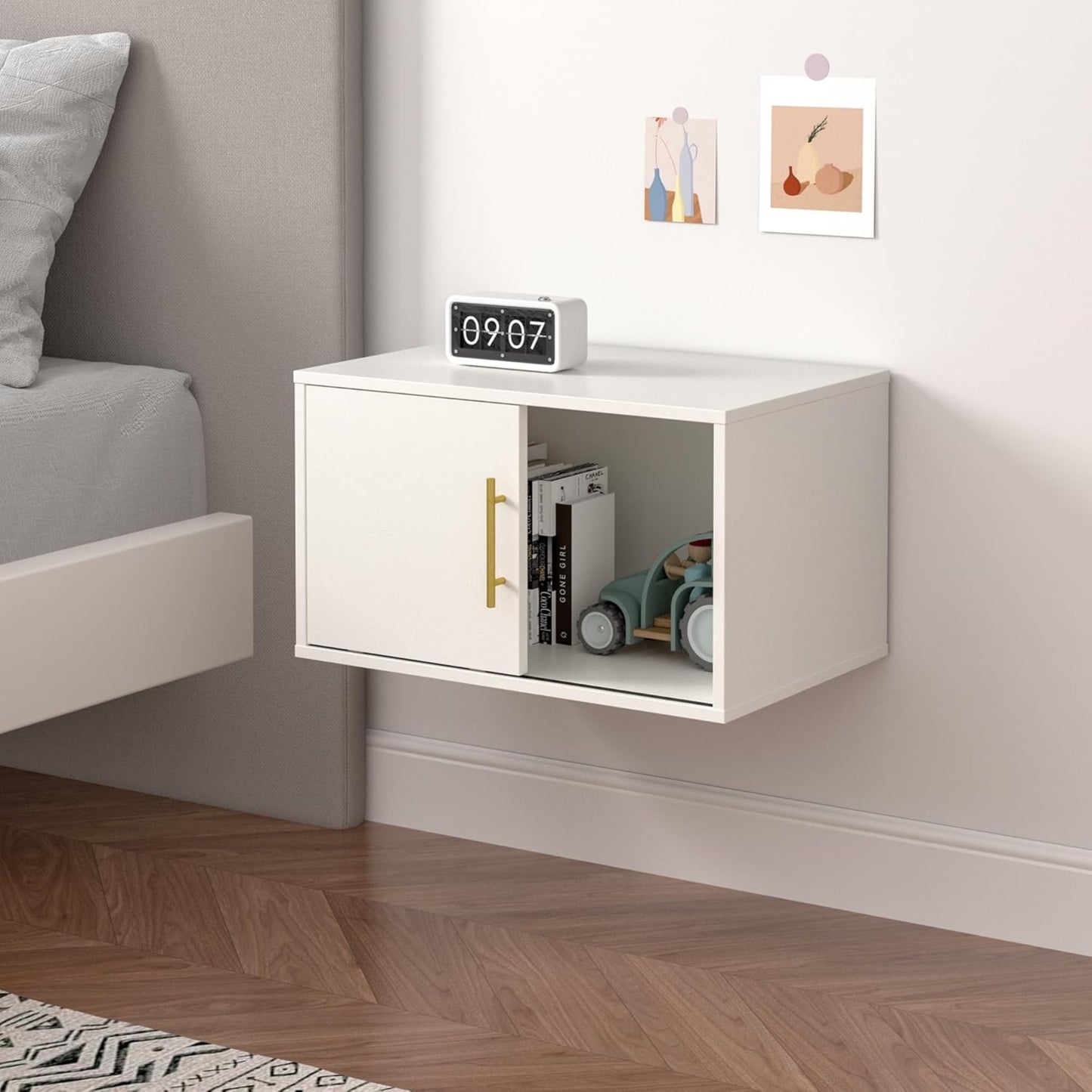 Superjoe Cube Storage Organizer, 2-Drawer Stackable Bookshelf, White Single Cube Shelf, Modular Cubby Storage System, Wooden Display Shelf for Closet, Living Room, Bedroom, Apartment, Dorm