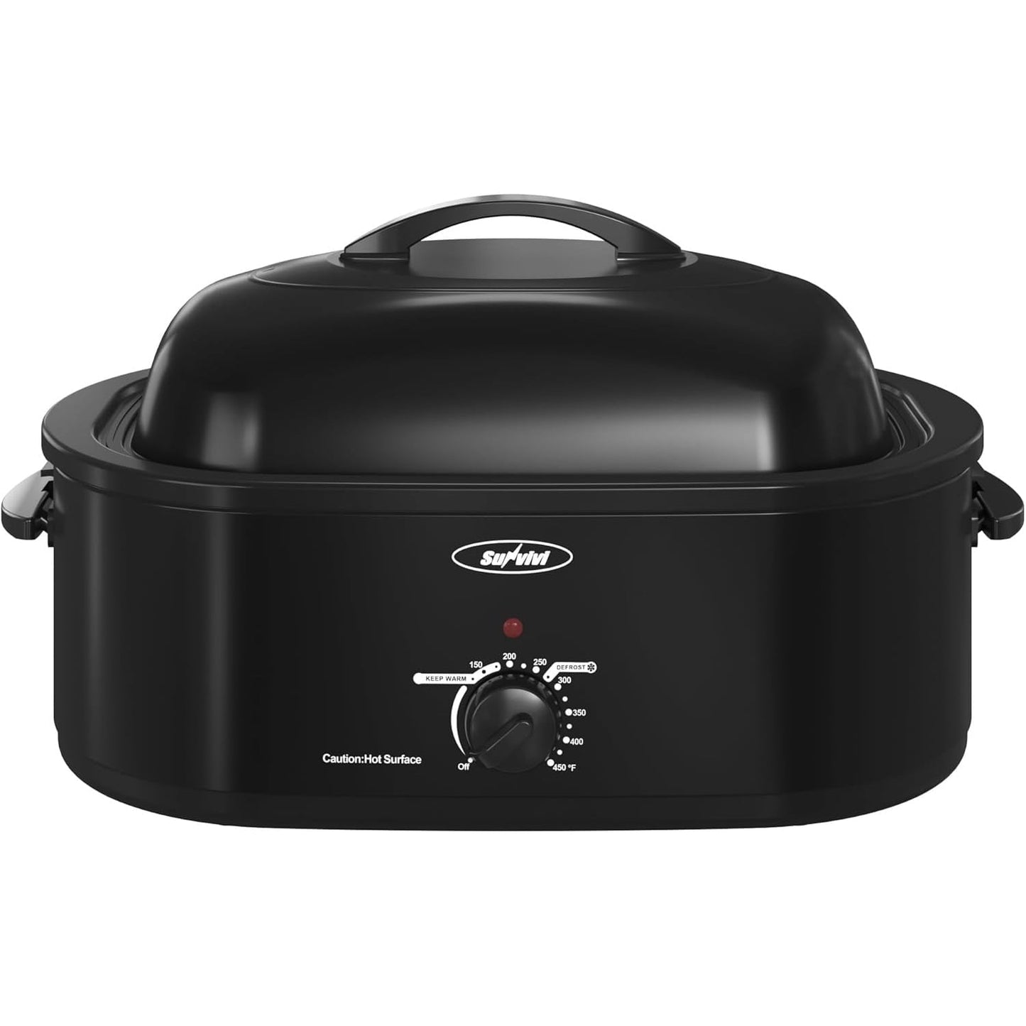 Superjoe Oven with Self-Basting Lid,20 Quart Electric Roaster with Removable Pan & Rack,150-450°F Full-Range Temperature Control with Defrost/Warm Function,Stainless Steel,Black