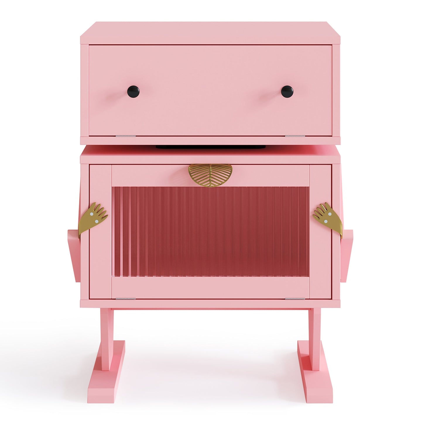 Nightstand with 360¡ã Rotating Drawer and LED Light Strip