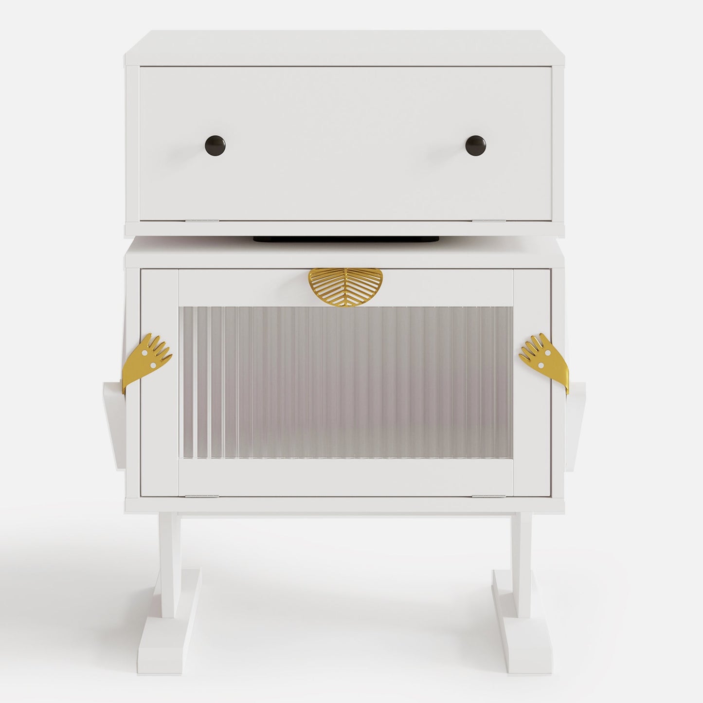 Nightstand with 360¡ã Rotating Drawer and LED Light Strip