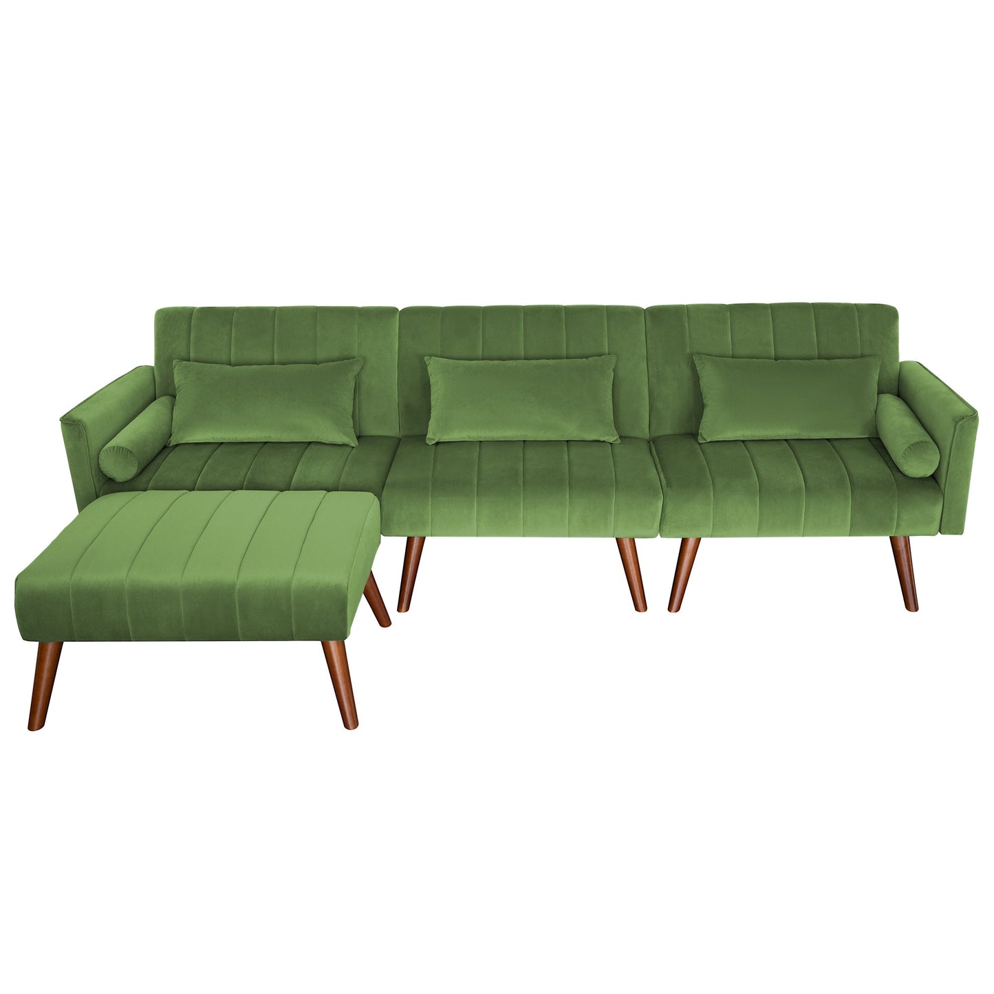 RoyalCraft Sleeper Sectional Sofa Bed£¬ L-Shaped Convertible Sofa with Reclining Backrest and Movable Ottoman£¬ Modern Velvet Fabric Couch for Living Room, Apartment