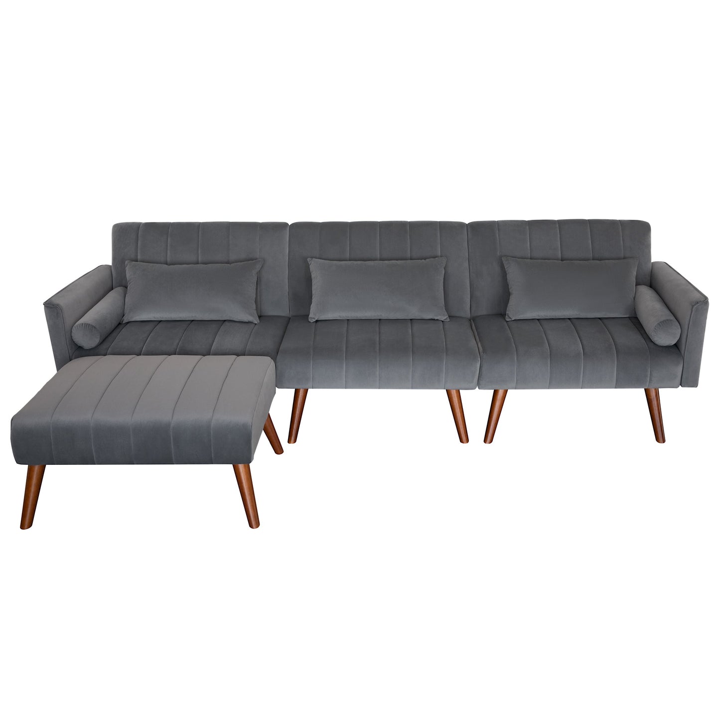 RoyalCraft Sleeper Sectional Sofa Bed£¬ L-Shaped Convertible Sofa with Reclining Backrest and Movable Ottoman£¬ Modern Velvet Fabric Couch for Living Room, Apartment