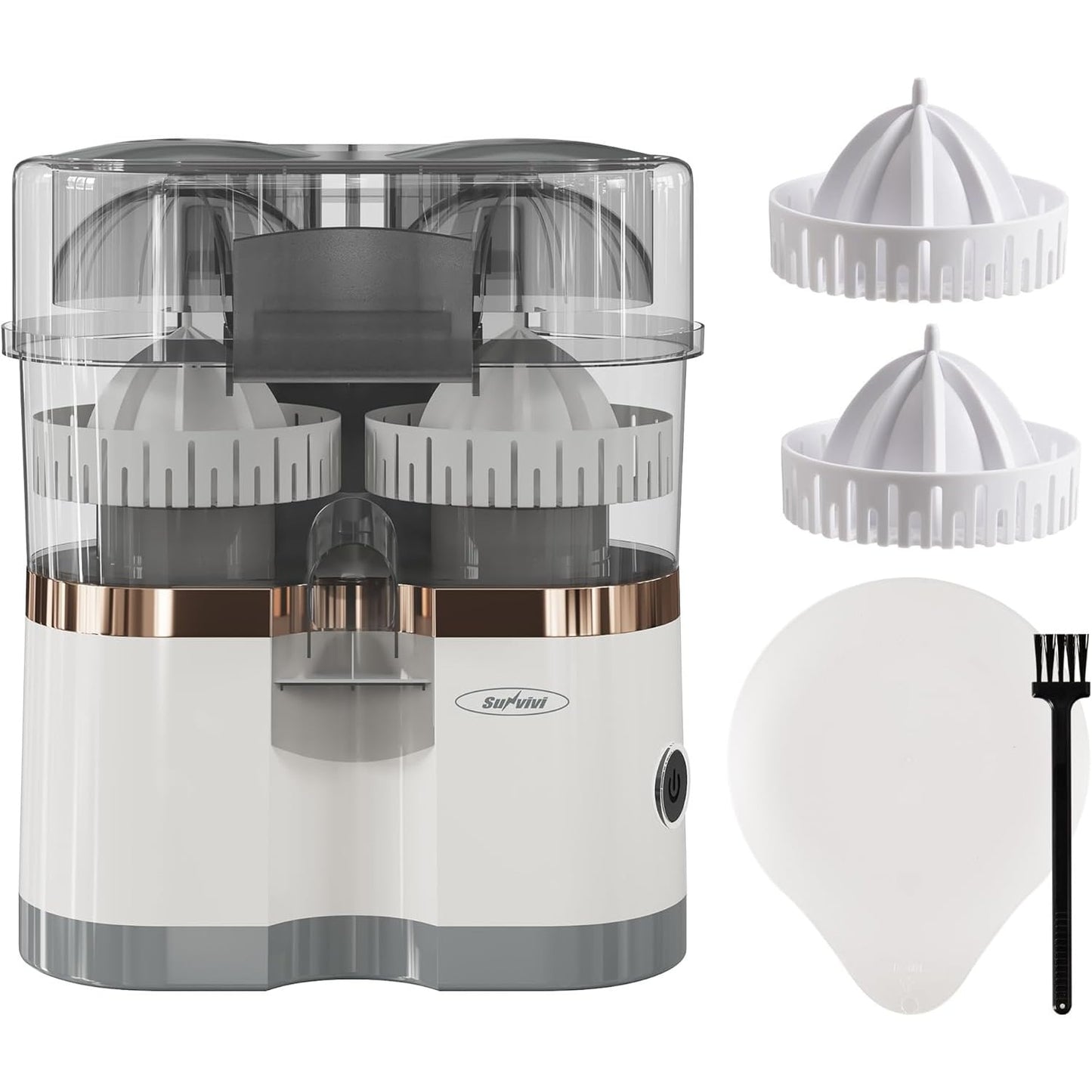 Superjoe Dual-Head Electric Citrus Juicer, Rechargeable Juicer Machine with USB Charging & Cleaning Brush, Portable Lemon Squeezer for Fresh Orange, Lemon, Lime, Kiwi, Grapefruit, Easy to Clean & Use