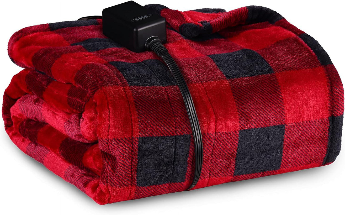 Superjoe Electric Throw Heated Blanket, Double-Layer Flannel, 4 Heat Settings and Auto-off, 60" x 50", Red Plaid